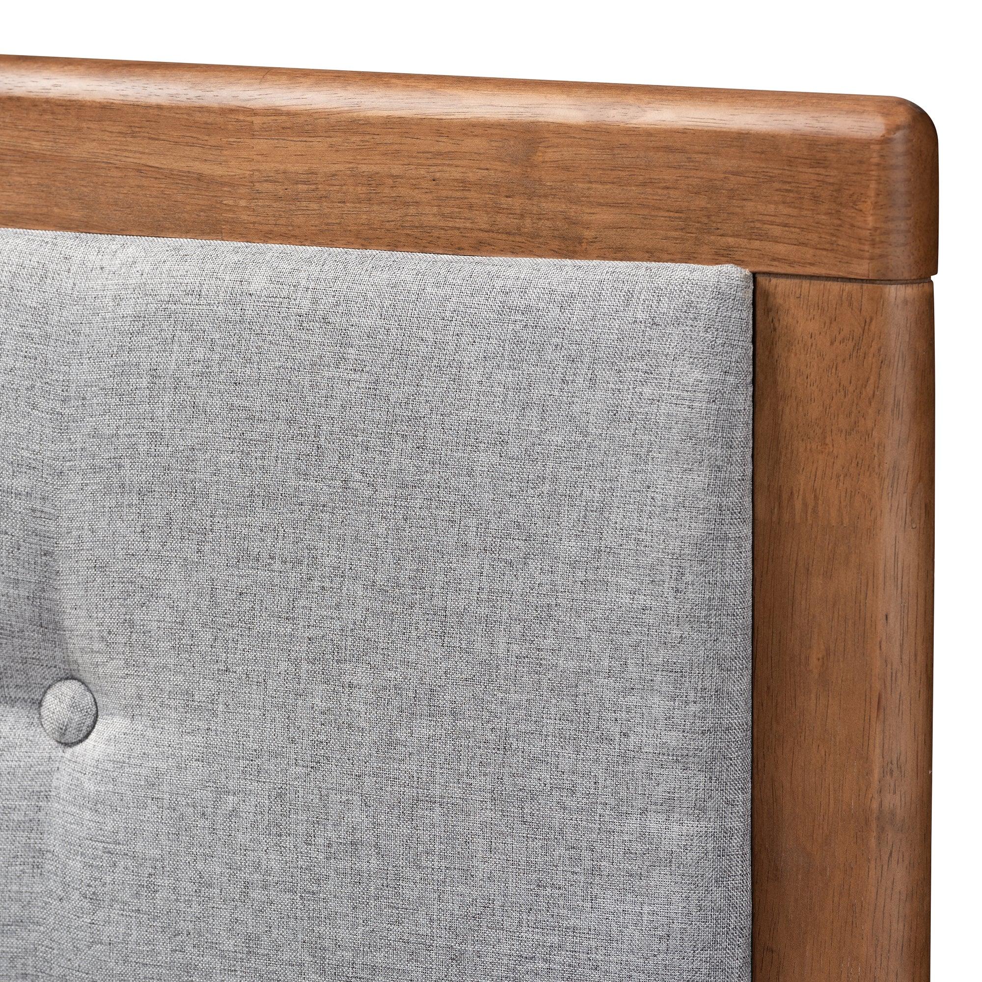 Sarine Mid-Century Modern Light Fabric Upholstered Finished Wood Headboard