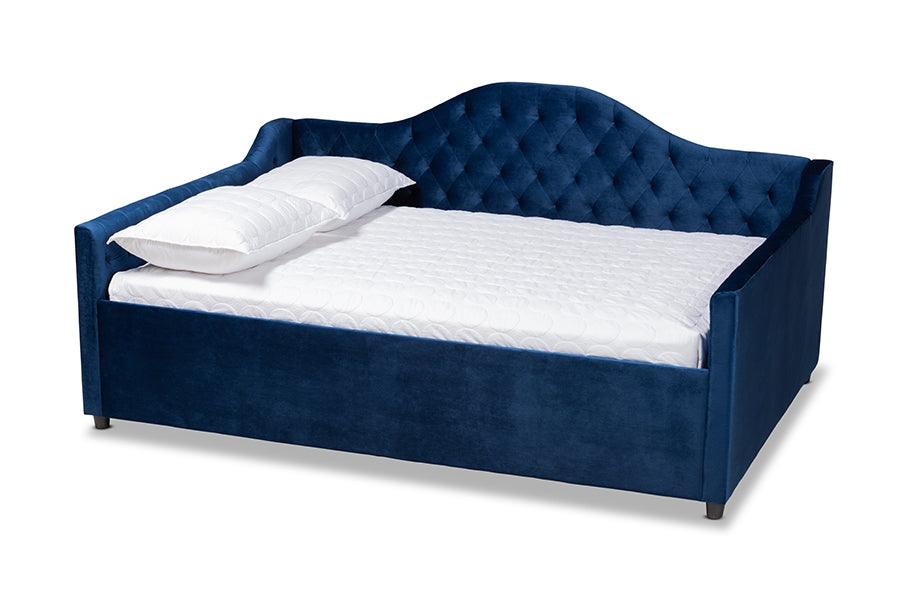 Perry Modern and Contemporary Royal Velvet Fabric Upholstered and Button Tufted Daybed