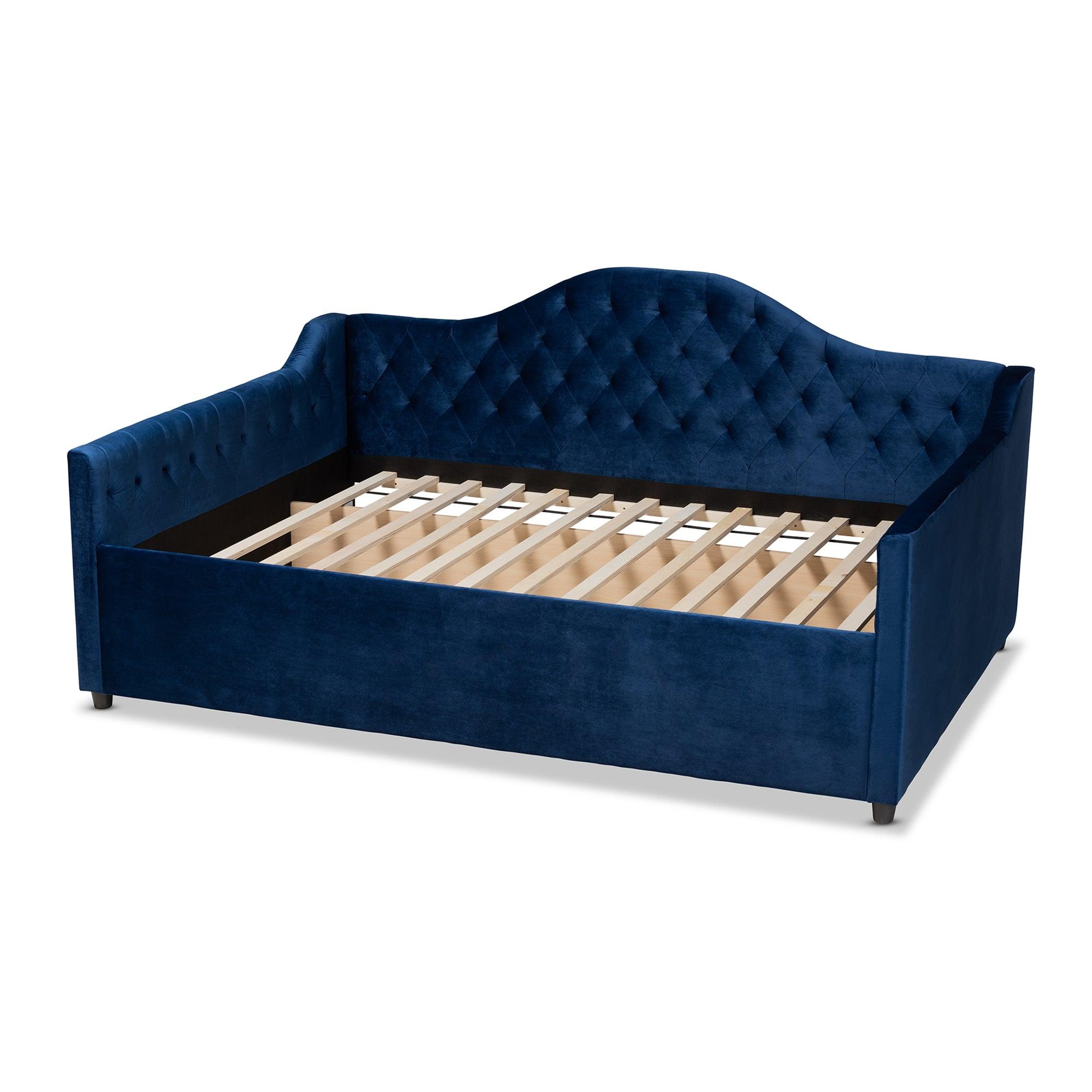 Perry Modern and Contemporary Royal Velvet Fabric Upholstered and Button Tufted Daybed