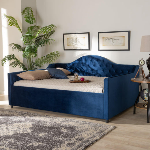 Perry Modern and Contemporary Royal Velvet Fabric Upholstered and Button Tufted Daybed