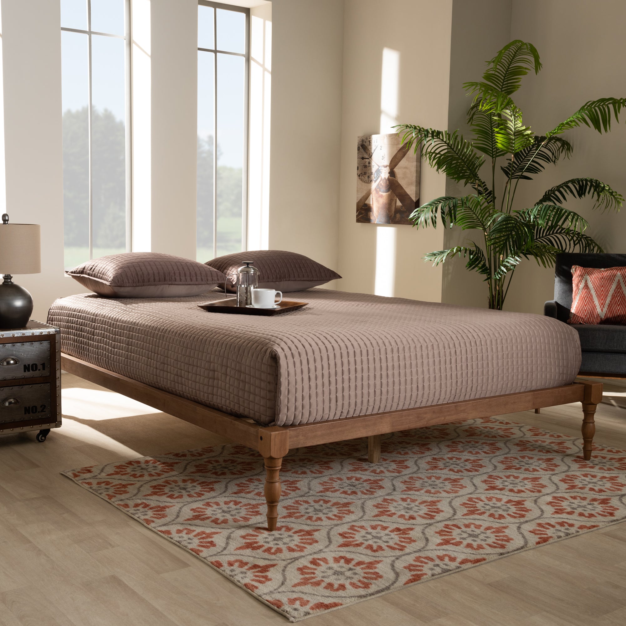 Iseline Modern and Contemporary Finished Wood Platform Bed