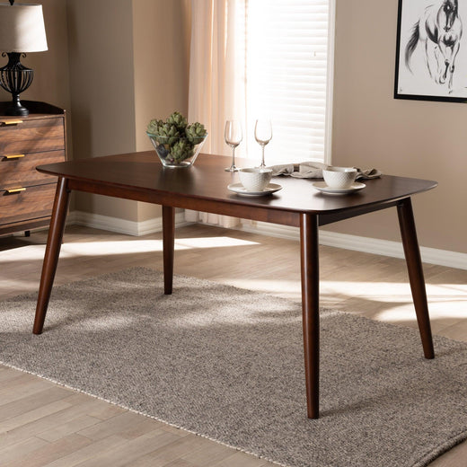 Edna Mid-Century Modern Finished Wood Dining Table