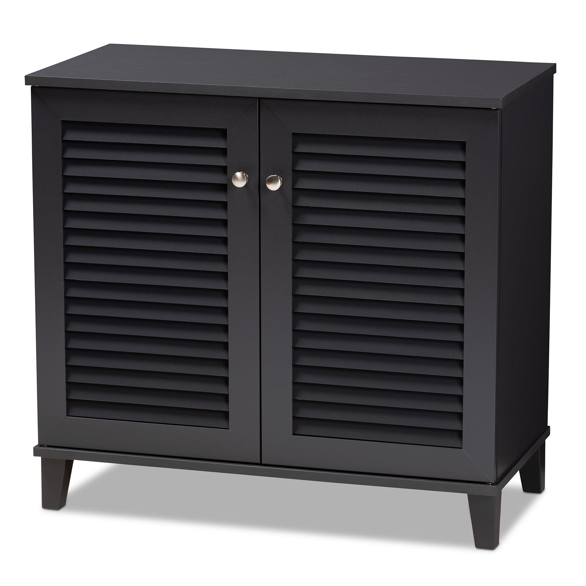 Coolidge Modern and Contemporary Dark Finished 4-Shelf Wood Shoe Storage Cabinet