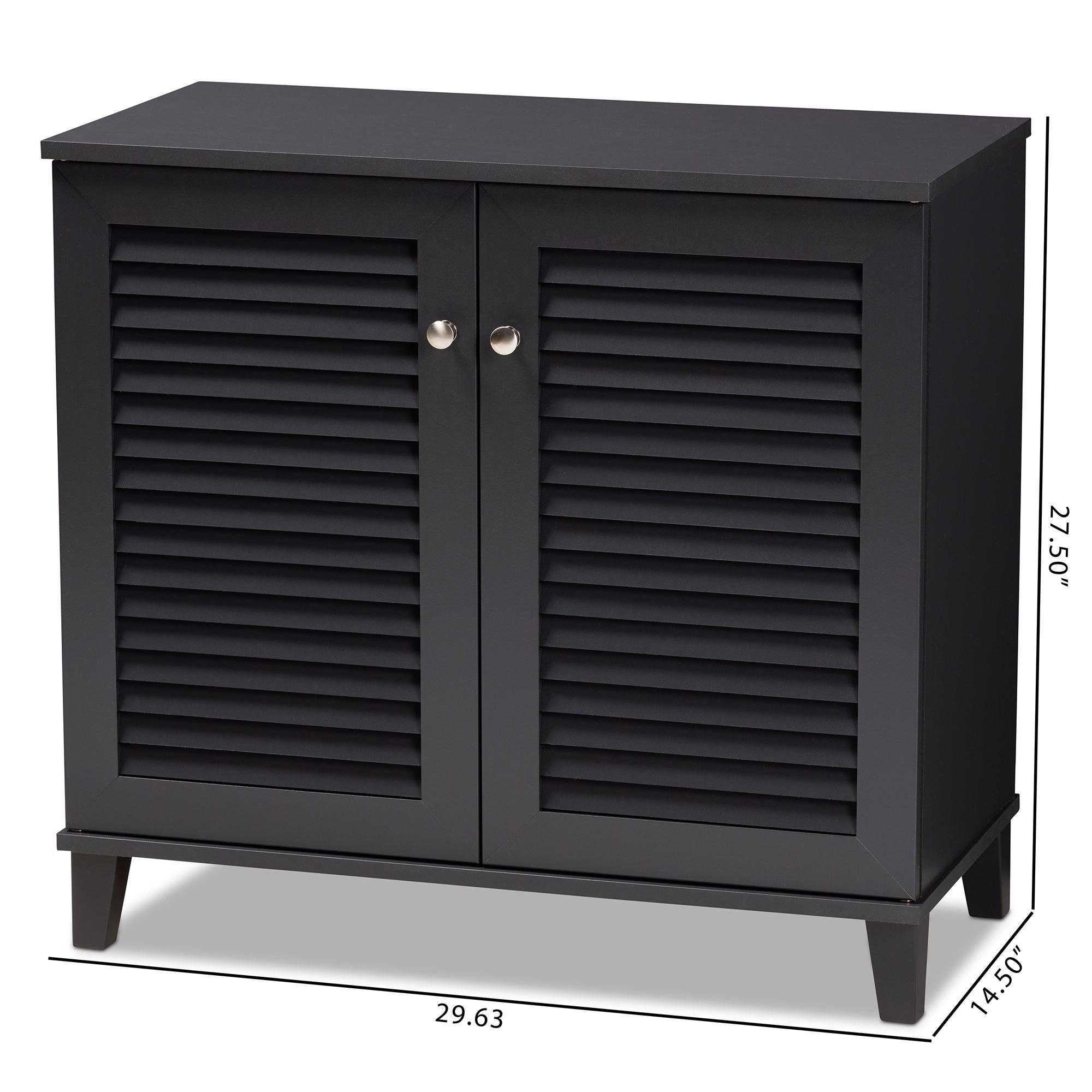 Coolidge Modern and Contemporary Dark Finished 4-Shelf Wood Shoe Storage Cabinet