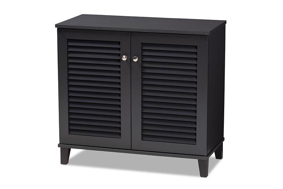 Coolidge Modern and Contemporary Dark Finished 4-Shelf Wood Shoe Storage Cabinet
