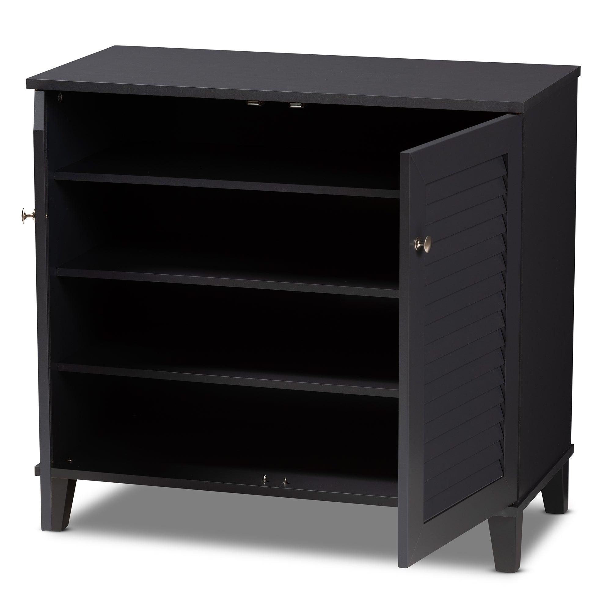 Coolidge Modern and Contemporary Dark Finished 4-Shelf Wood Shoe Storage Cabinet
