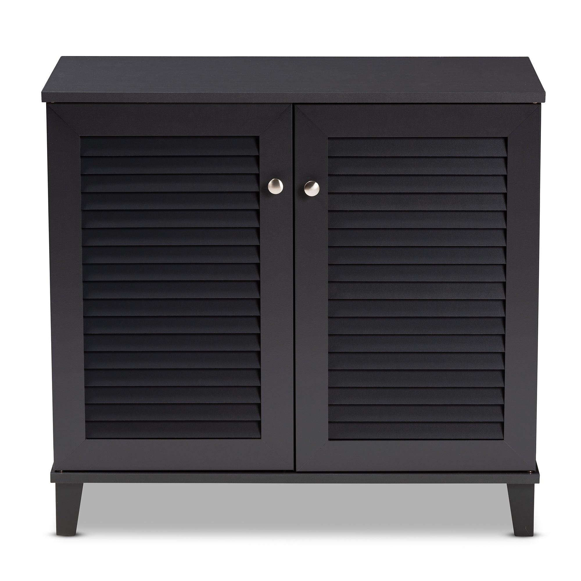 Coolidge Modern and Contemporary Dark Finished 4-Shelf Wood Shoe Storage Cabinet