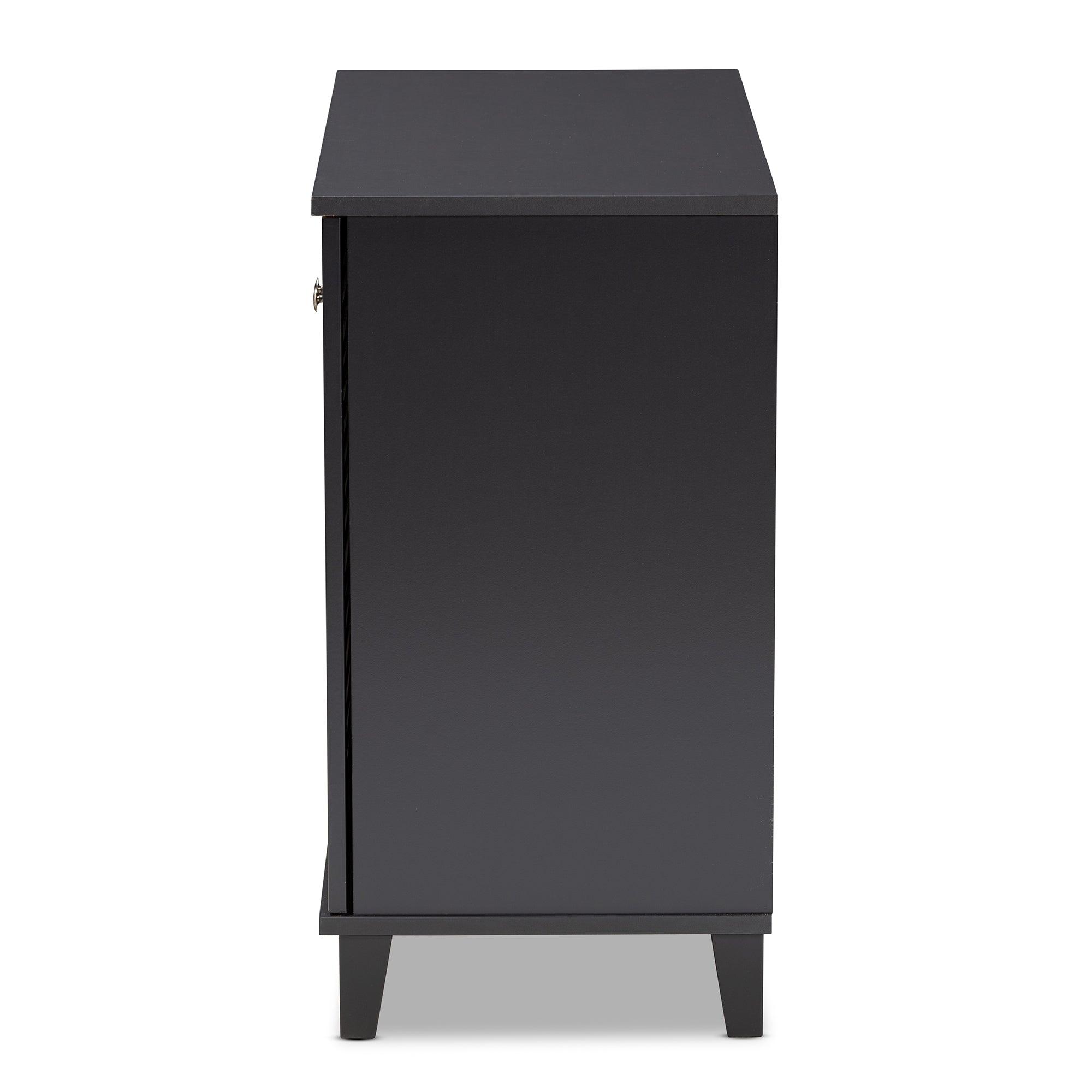 Coolidge Modern and Contemporary Dark Finished 4-Shelf Wood Shoe Storage Cabinet