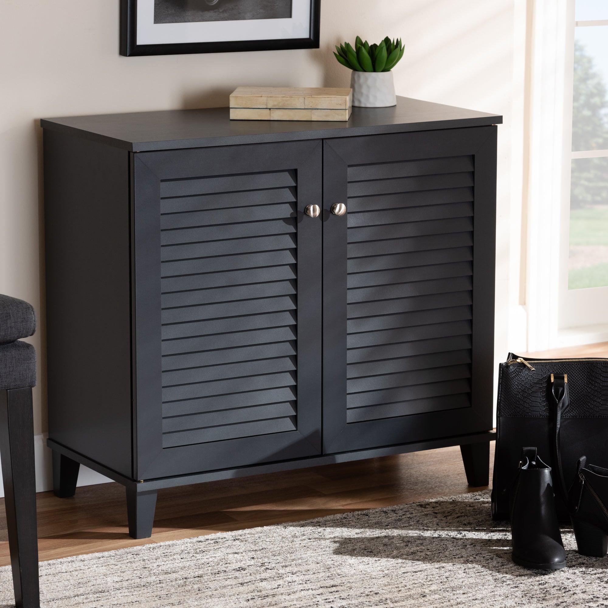 Coolidge Modern and Contemporary Dark Finished 4-Shelf Wood Shoe Storage Cabinet