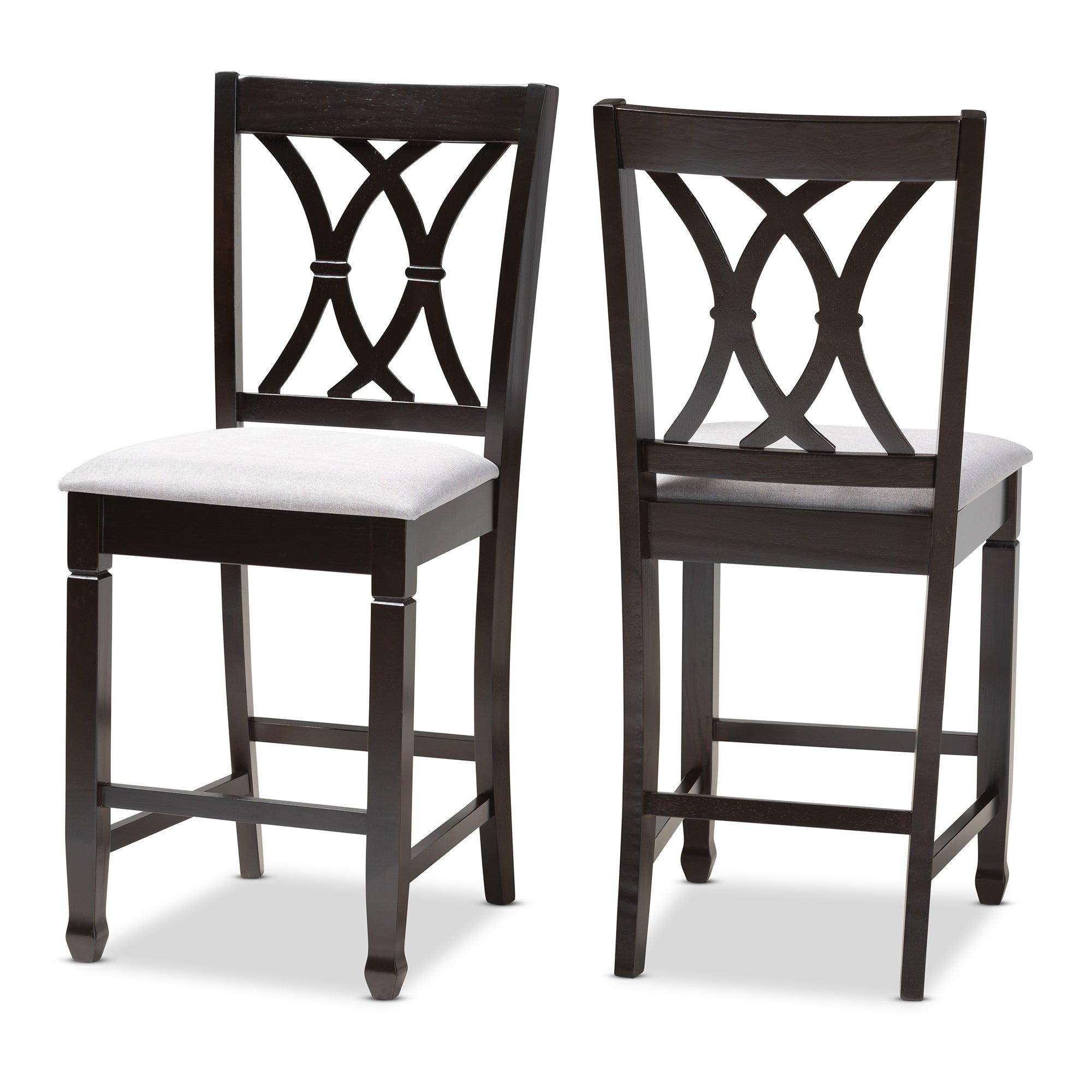 Reneau Modern and Contemporary Fabric Upholstered Espresso Finished Wood Counter Height Pub Chair Set of 2