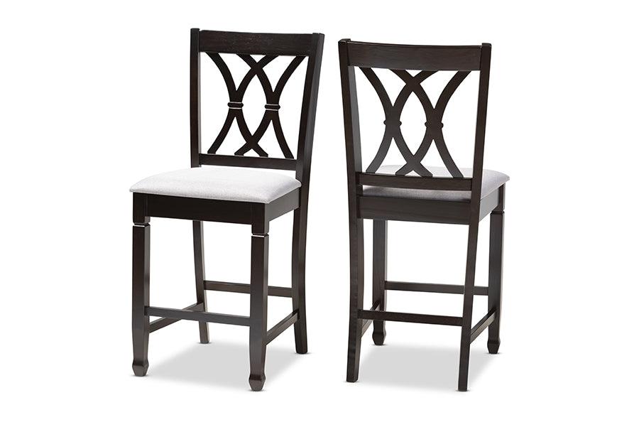 Reneau Modern and Contemporary Fabric Upholstered Espresso Finished Wood Counter Height Pub Chair Set of 2