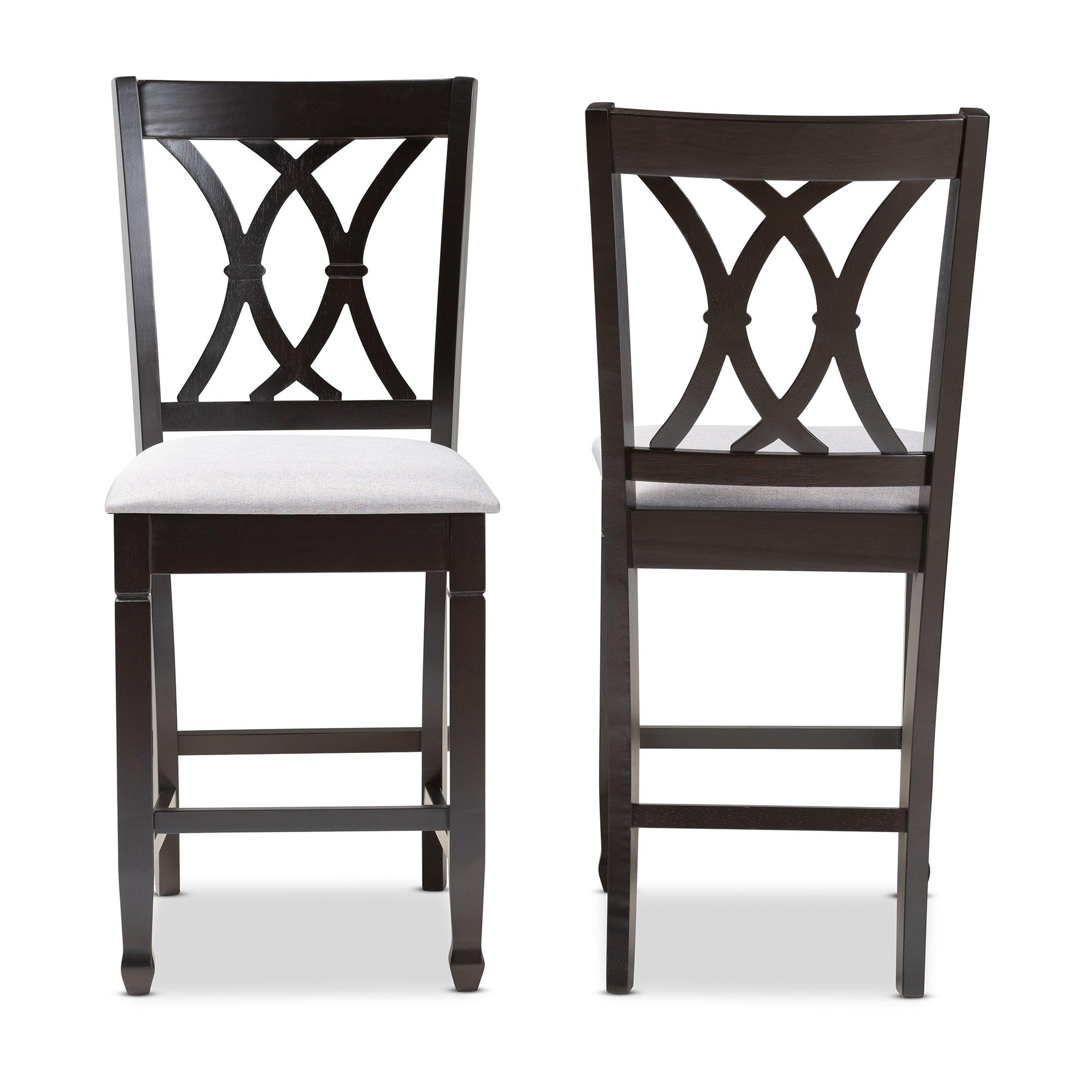 Reneau Modern and Contemporary Fabric Upholstered Espresso Finished Wood Counter Height Pub Chair Set of 2