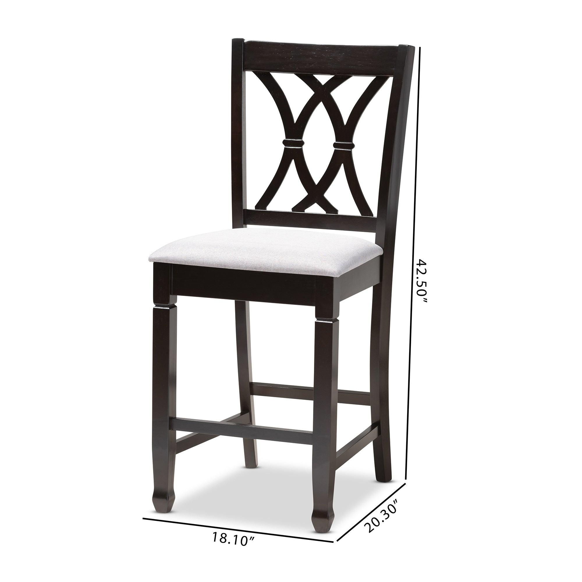 Reneau Modern and Contemporary Fabric Upholstered Espresso Finished Wood Counter Height Pub Chair Set of 2