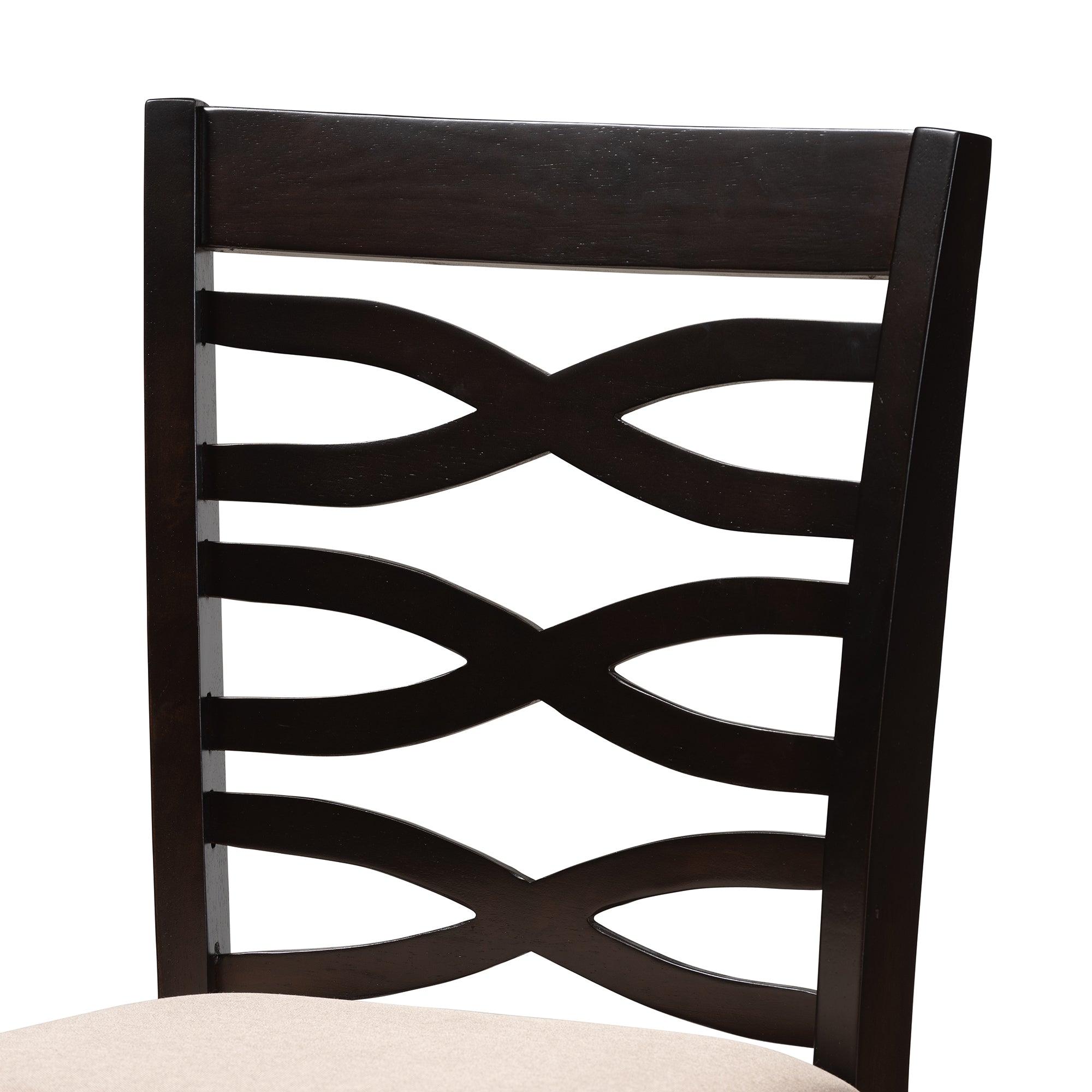 Lanier Modern and Contemporary Sand Fabric Upholstered Espresso Finished 5-Piece Wood Pub Set