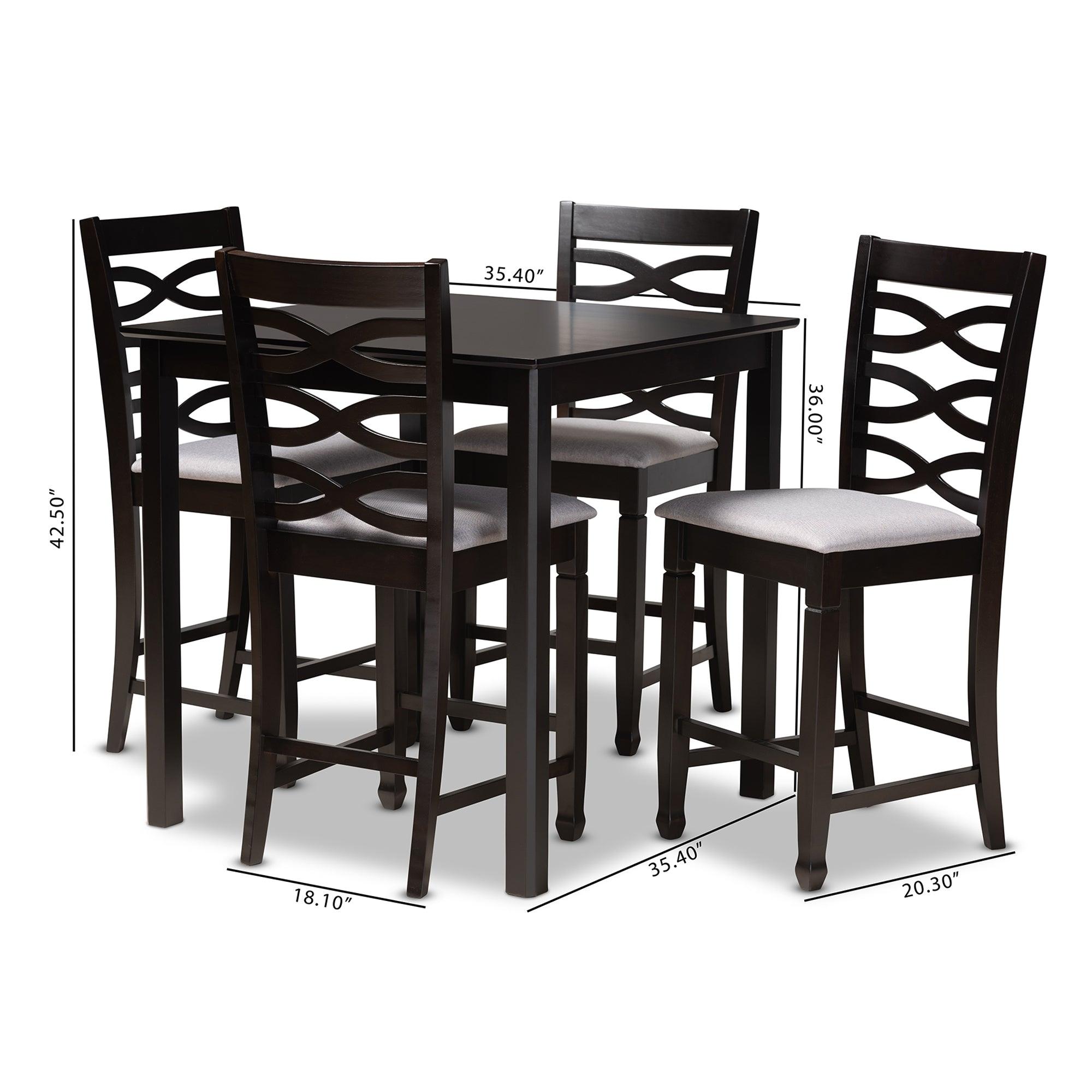 Lanier Modern and Contemporary Fabric Upholstered Espresso Finished 5-Piece Wood Pub Set