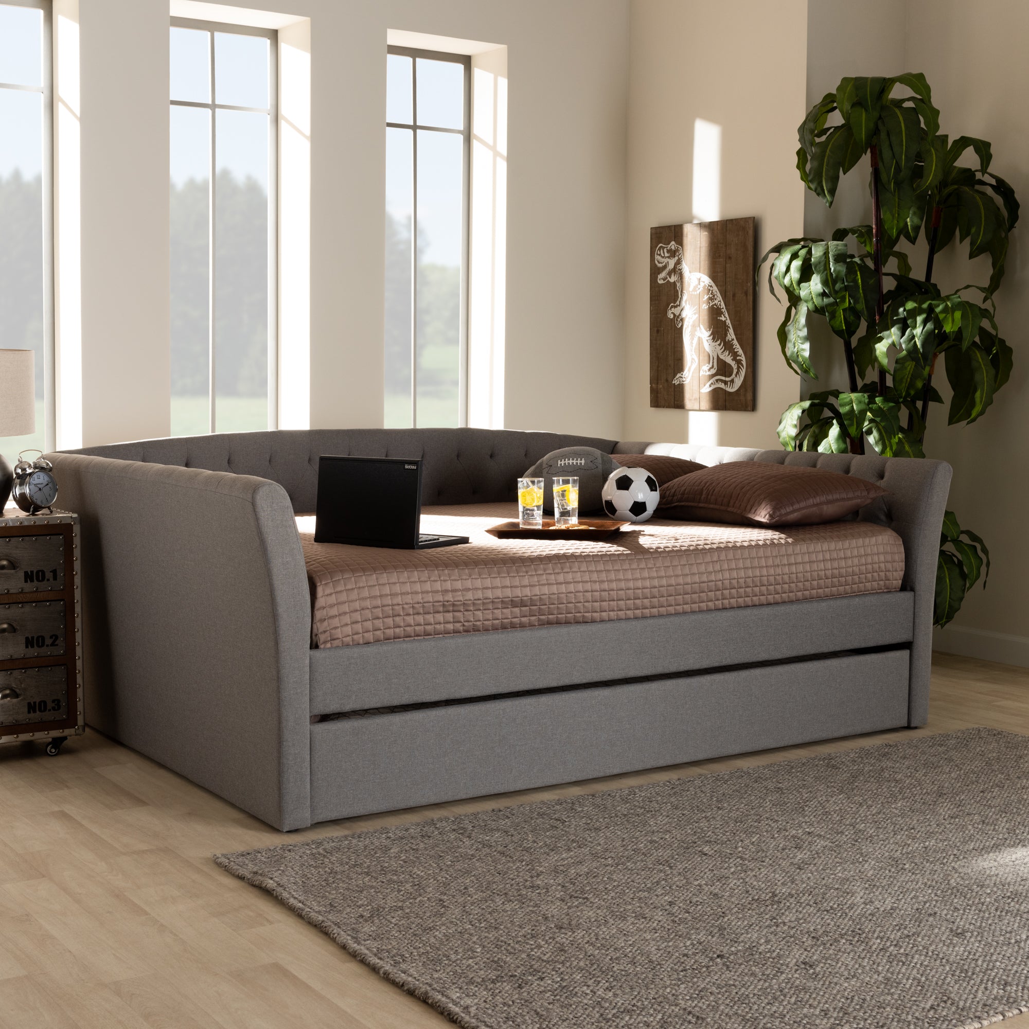 Delora Modern and Contemporary Fabric Upholstered Daybed
