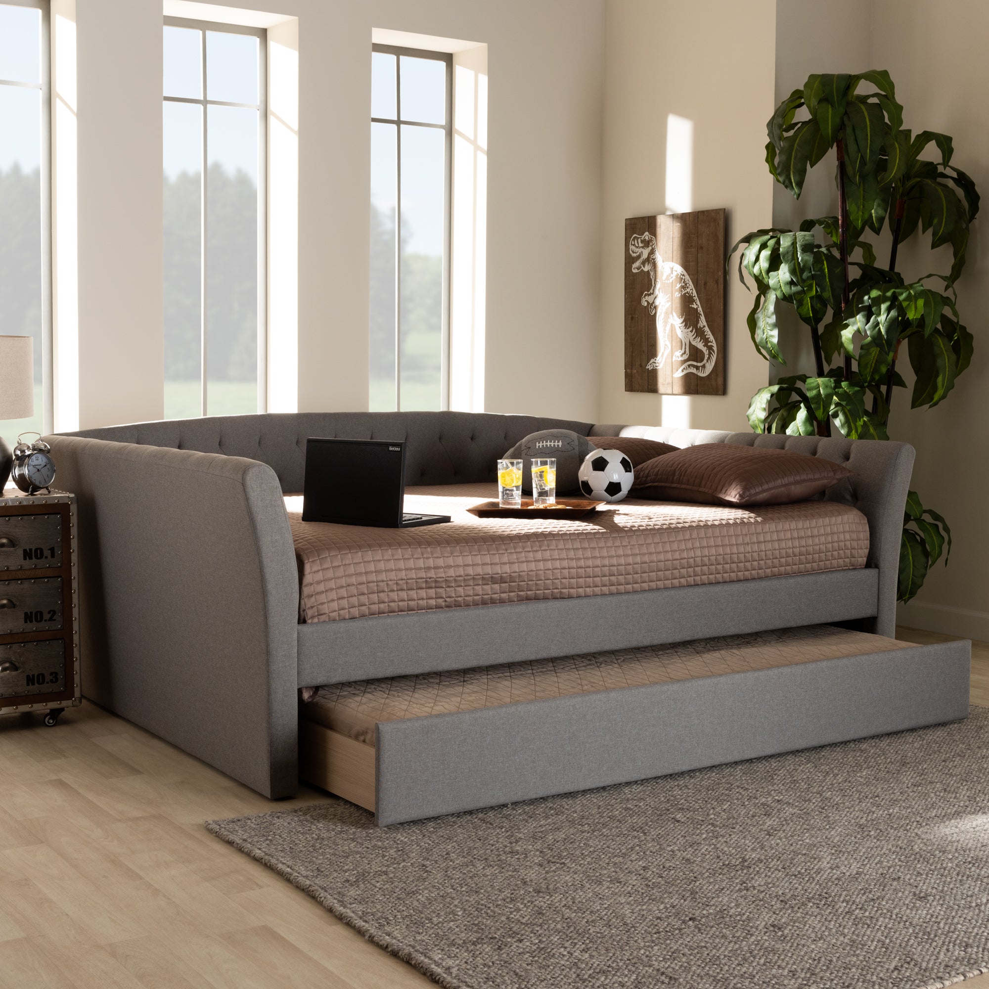 Delora Modern and Contemporary Fabric Upholstered Daybed