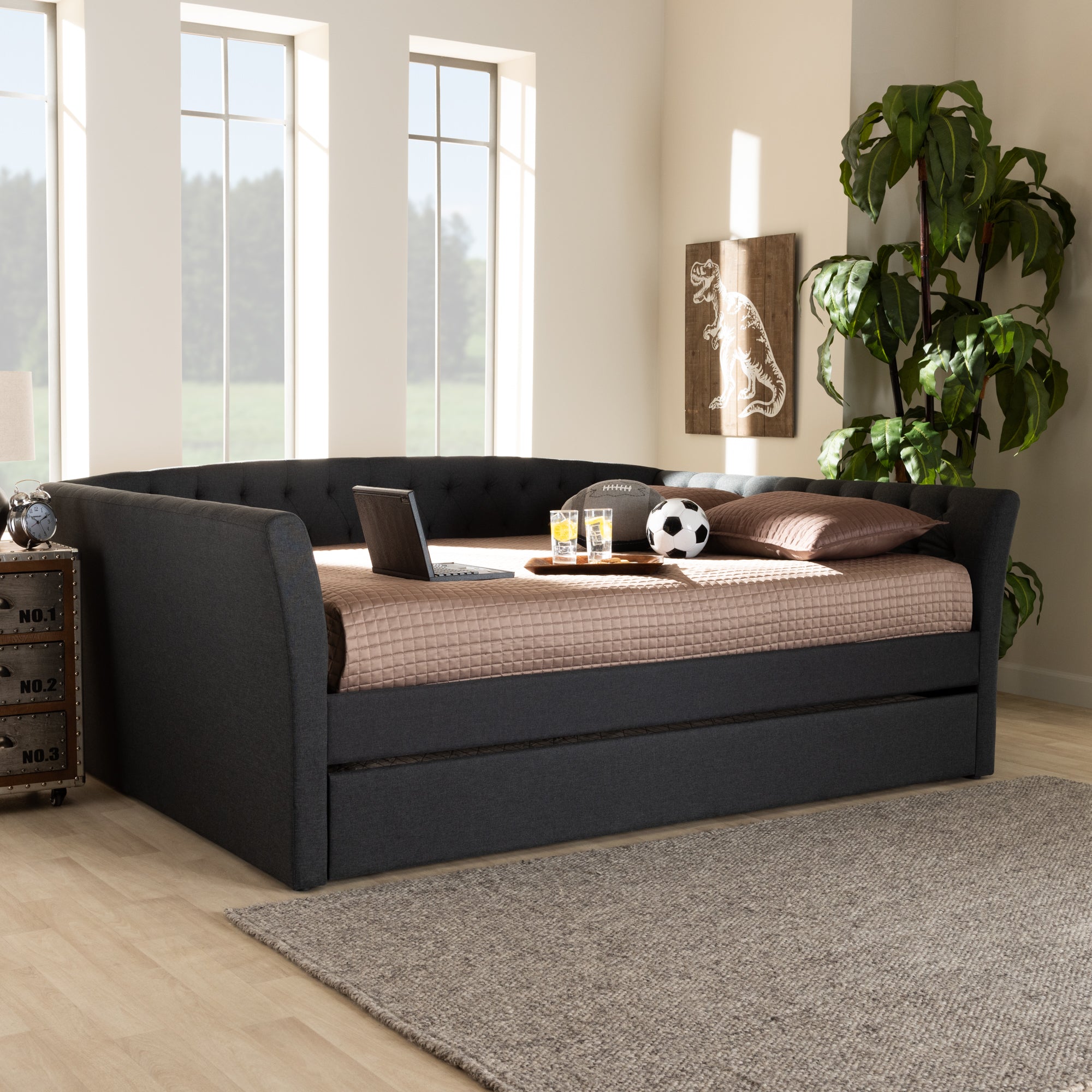 Delora Modern and Contemporary Fabric Upholstered Daybed