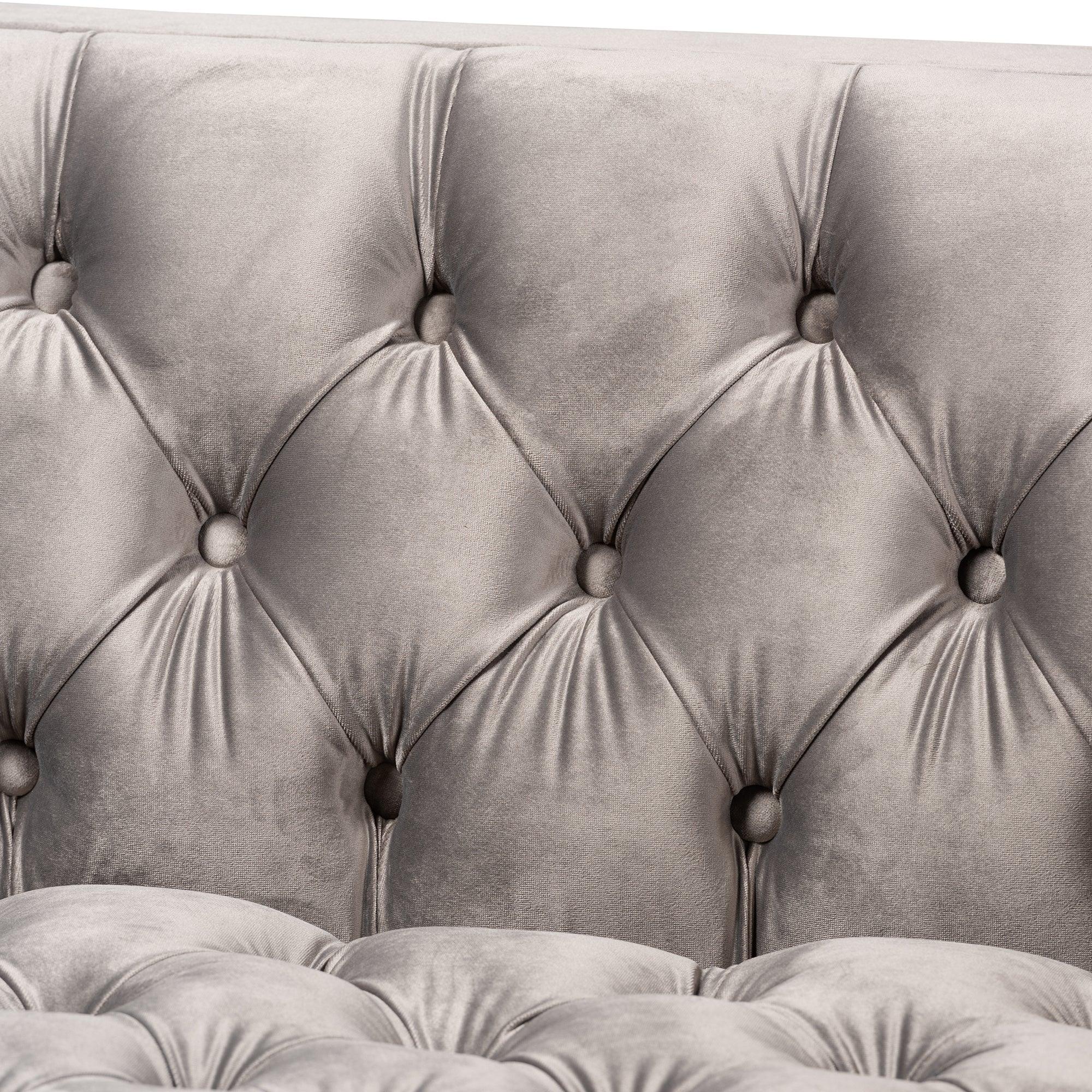 Zanetta Glam and Luxe Velvet Upholstered Finished 2-Piece Sofa and Lounge Chair Set