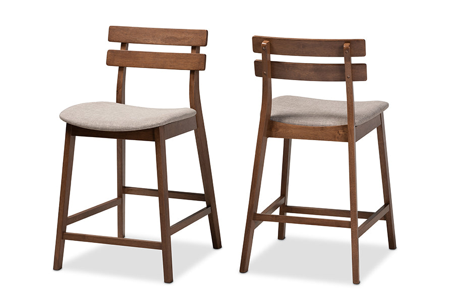 Larine Modern and Contemporary Fabric Upholstered Finished 2-Piece Wood Counter Stool Set