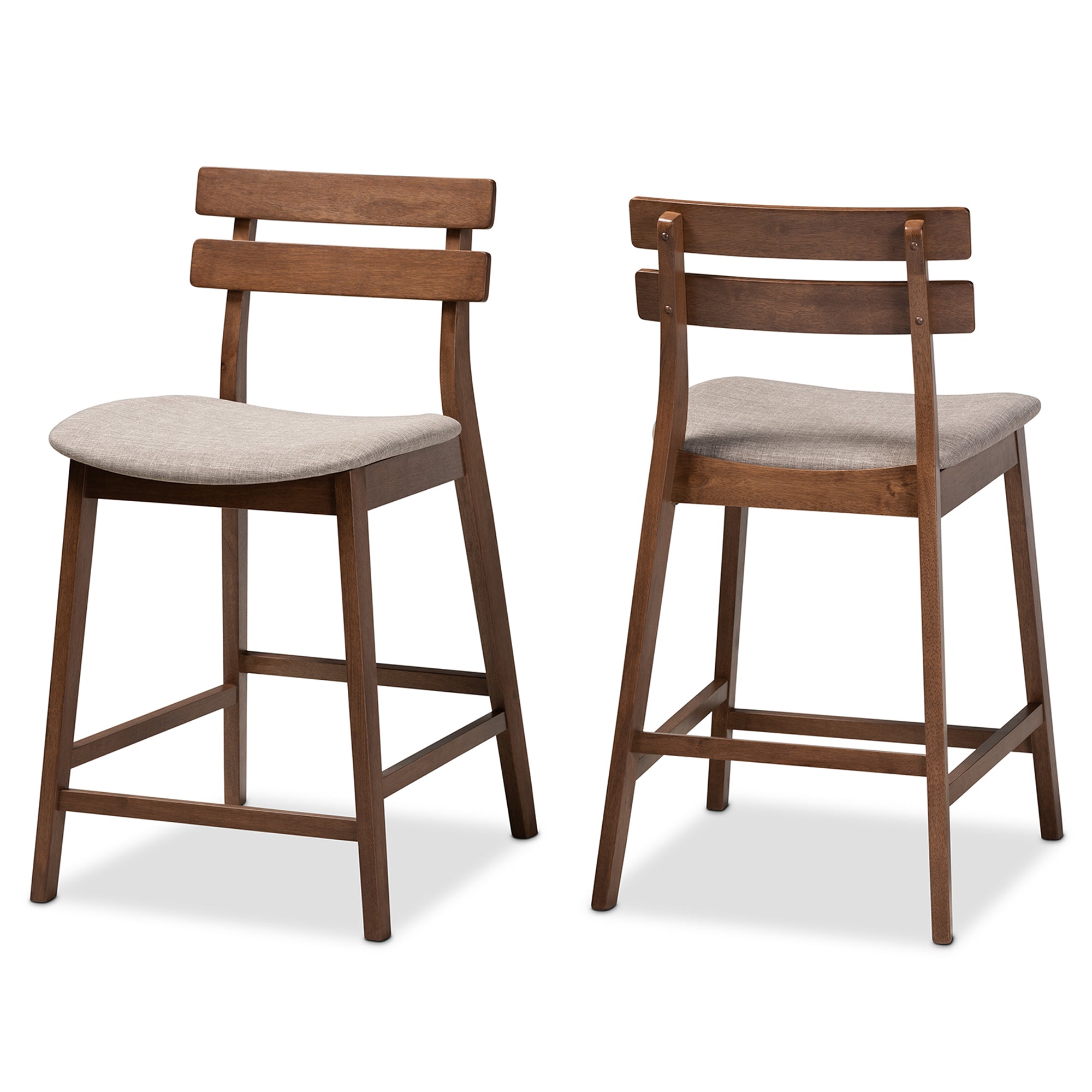 Larine Modern and Contemporary Fabric Upholstered Finished 2-Piece Wood Counter Stool Set
