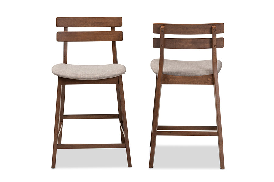 Larine Modern and Contemporary Fabric Upholstered Finished 2-Piece Wood Counter Stool Set