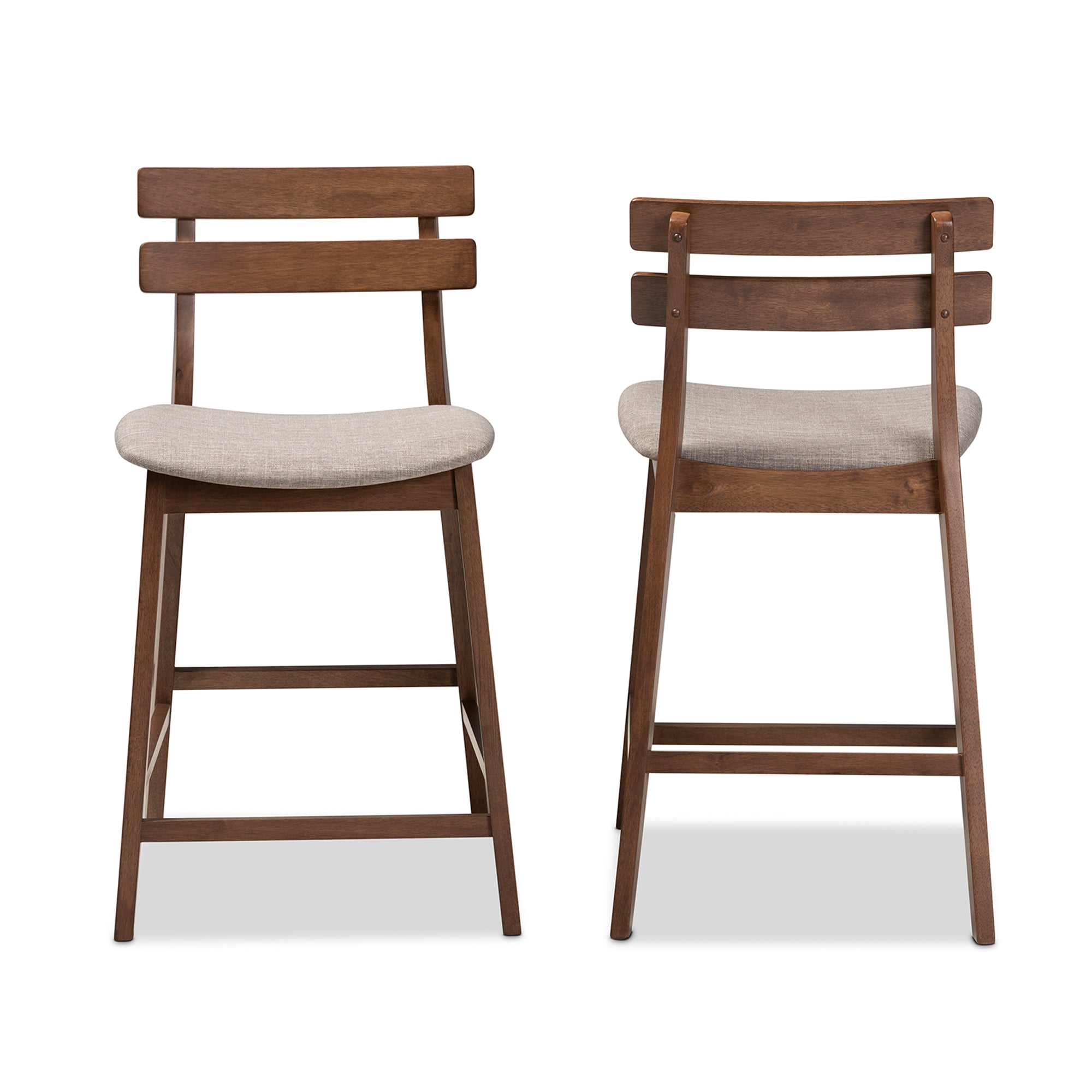 Larine Modern and Contemporary Fabric Upholstered Finished 2-Piece Wood Counter Stool Set