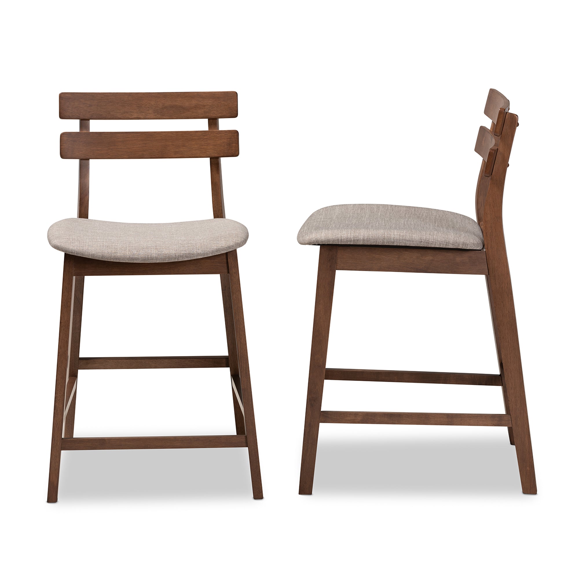 Larine Modern and Contemporary Fabric Upholstered Finished 2-Piece Wood Counter Stool Set