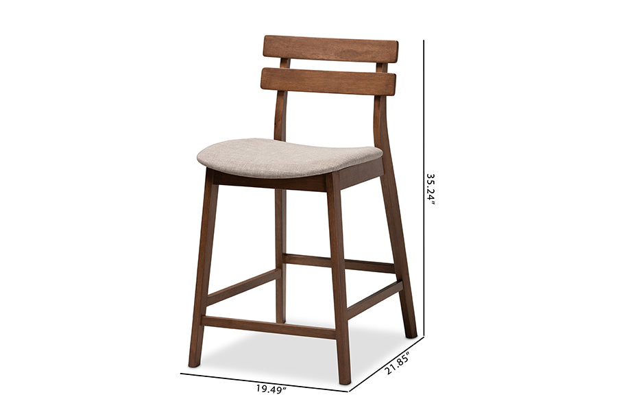 Larine Modern and Contemporary Fabric Upholstered Finished 2-Piece Wood Counter Stool Set