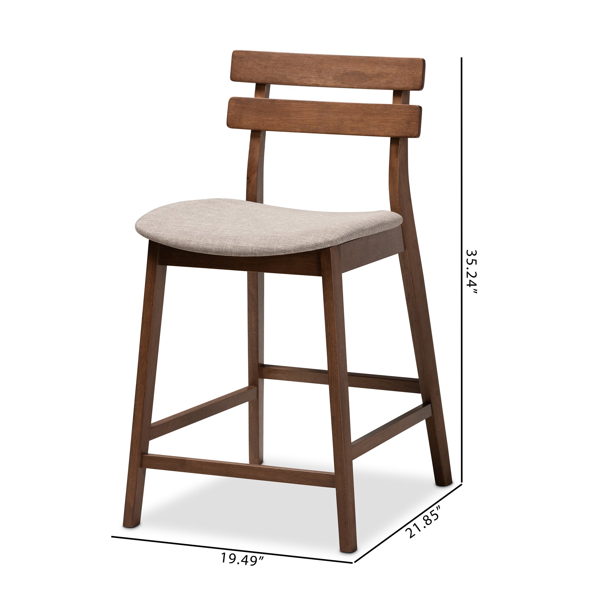 Larine Modern and Contemporary Fabric Upholstered Finished 2-Piece Wood Counter Stool Set