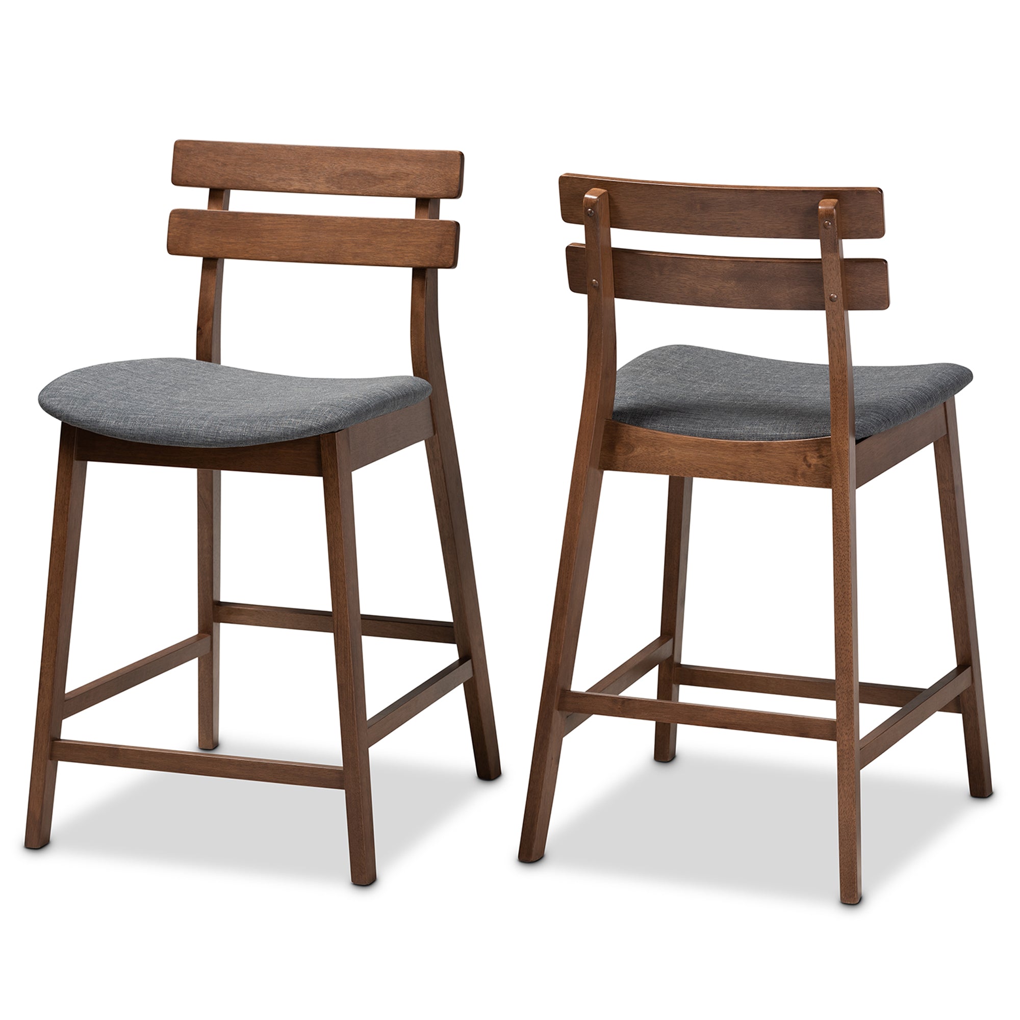 Larine Modern and Contemporary Fabric Upholstered Finished 2-Piece Wood Counter Stool Set