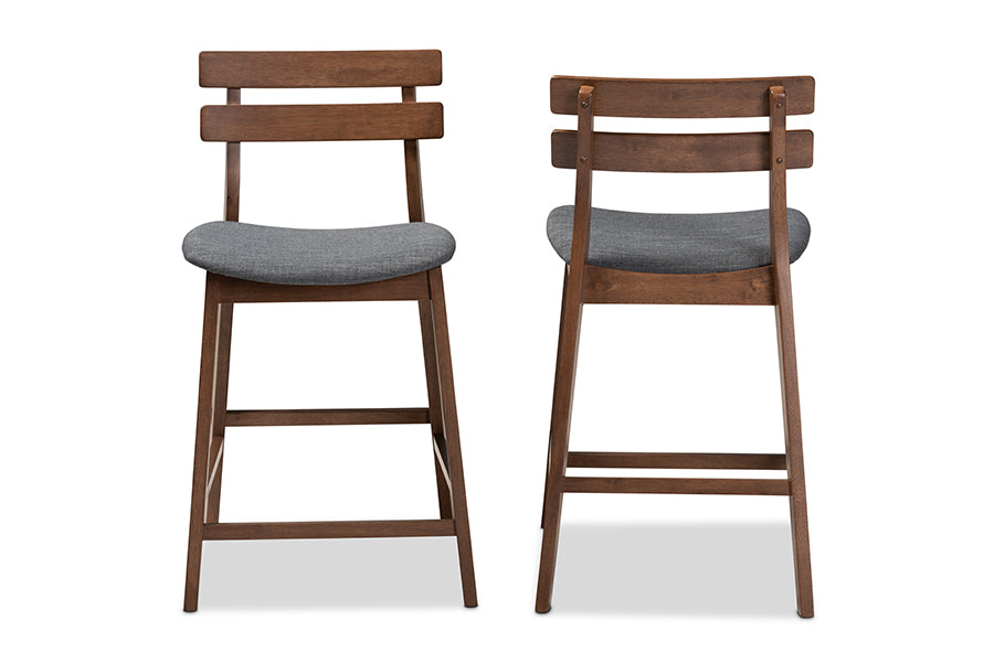 Larine Modern and Contemporary Fabric Upholstered Finished 2-Piece Wood Counter Stool Set