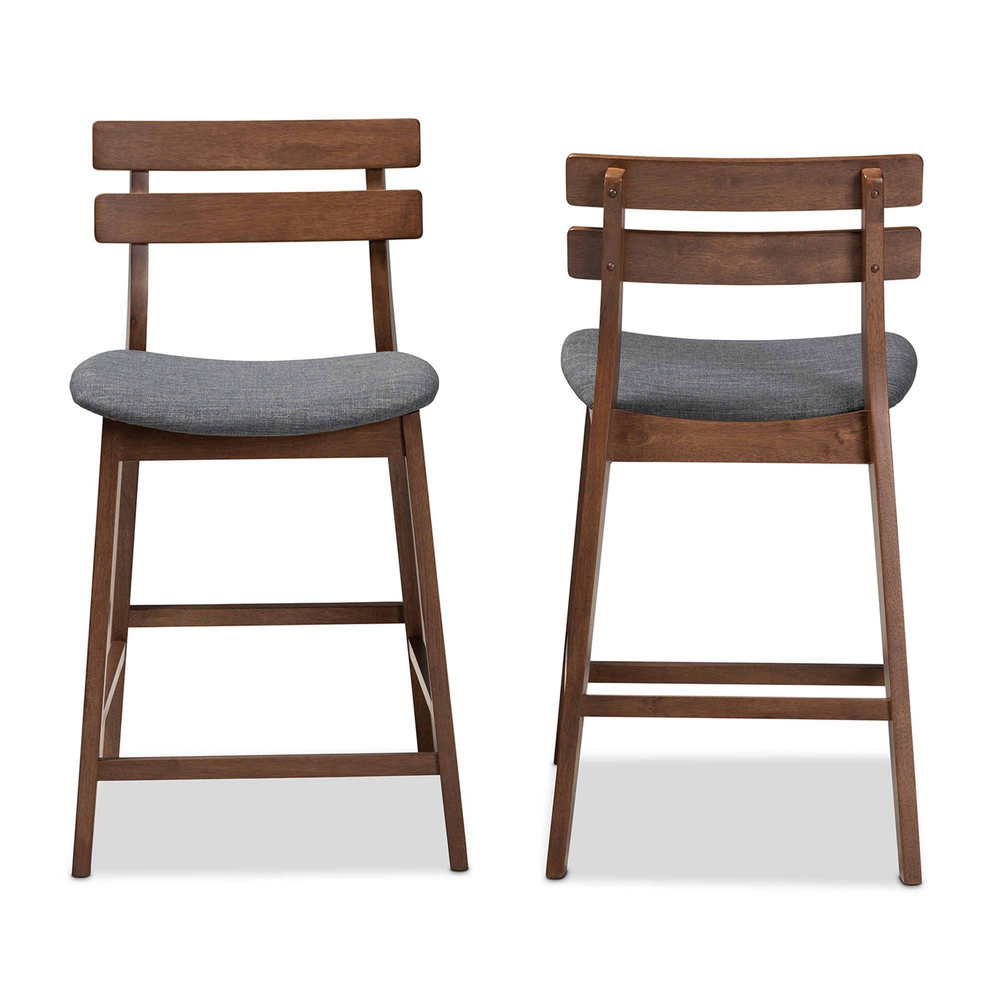 Larine Modern and Contemporary Fabric Upholstered Finished 2-Piece Wood Counter Stool Set