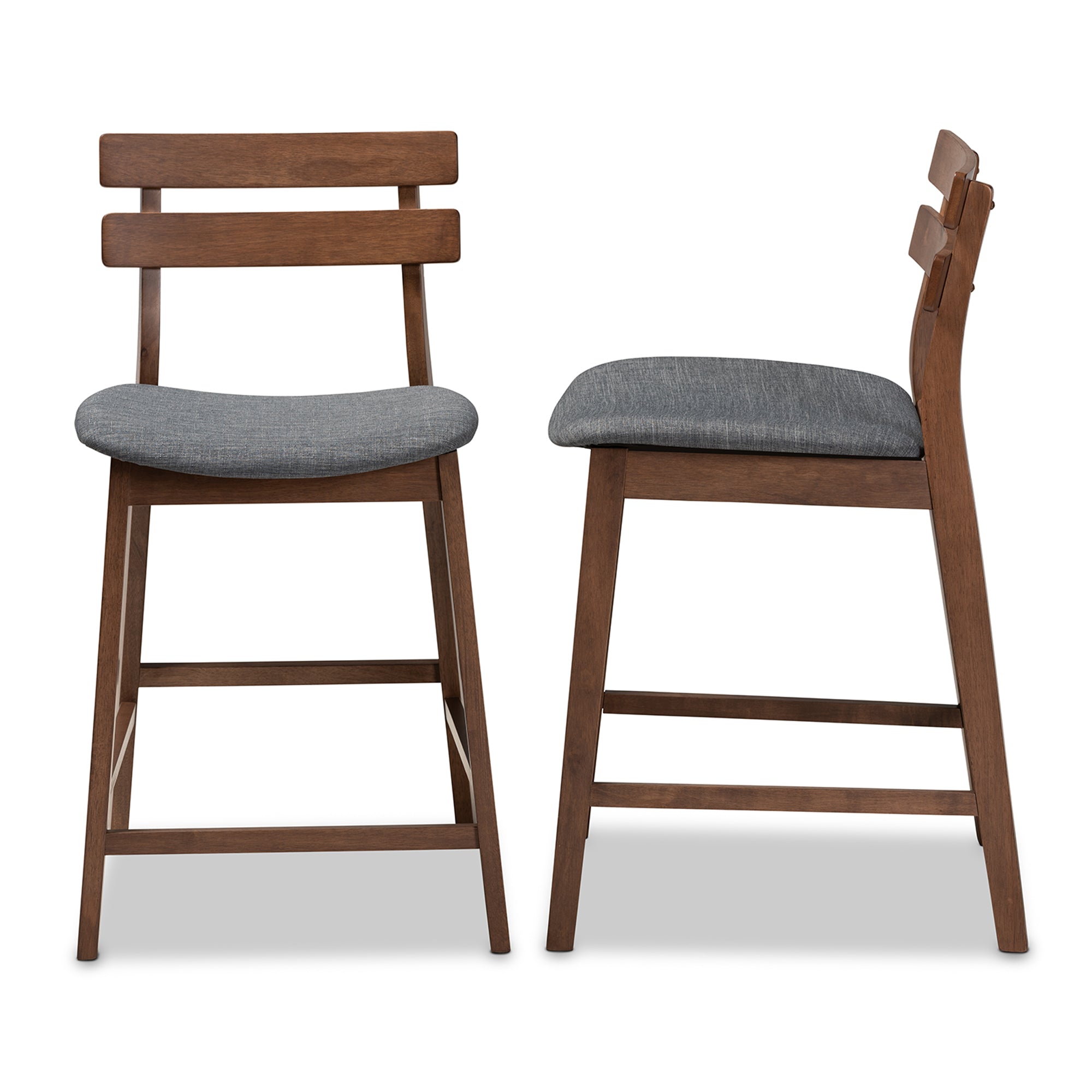 Larine Modern and Contemporary Fabric Upholstered Finished 2-Piece Wood Counter Stool Set