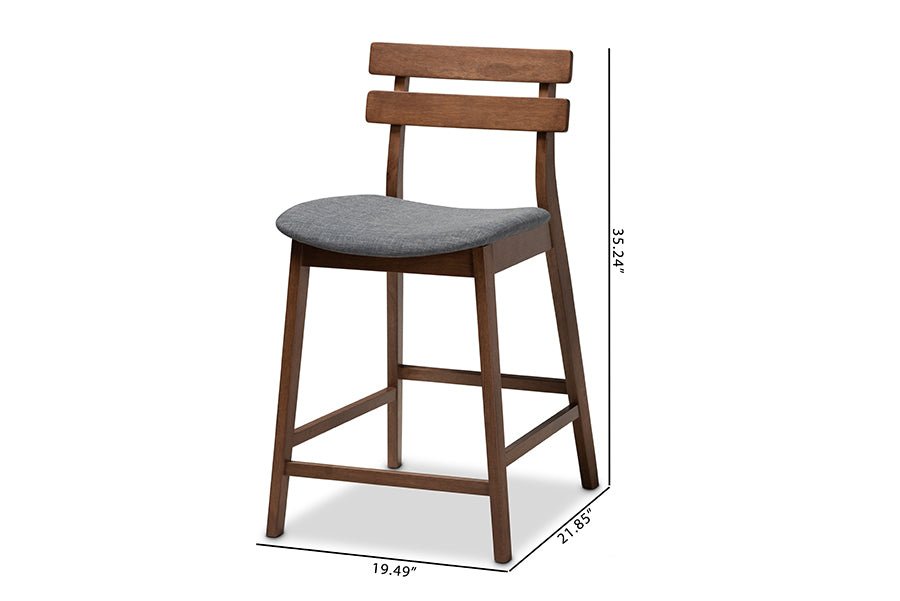 Larine Modern and Contemporary Fabric Upholstered Finished 2-Piece Wood Counter Stool Set