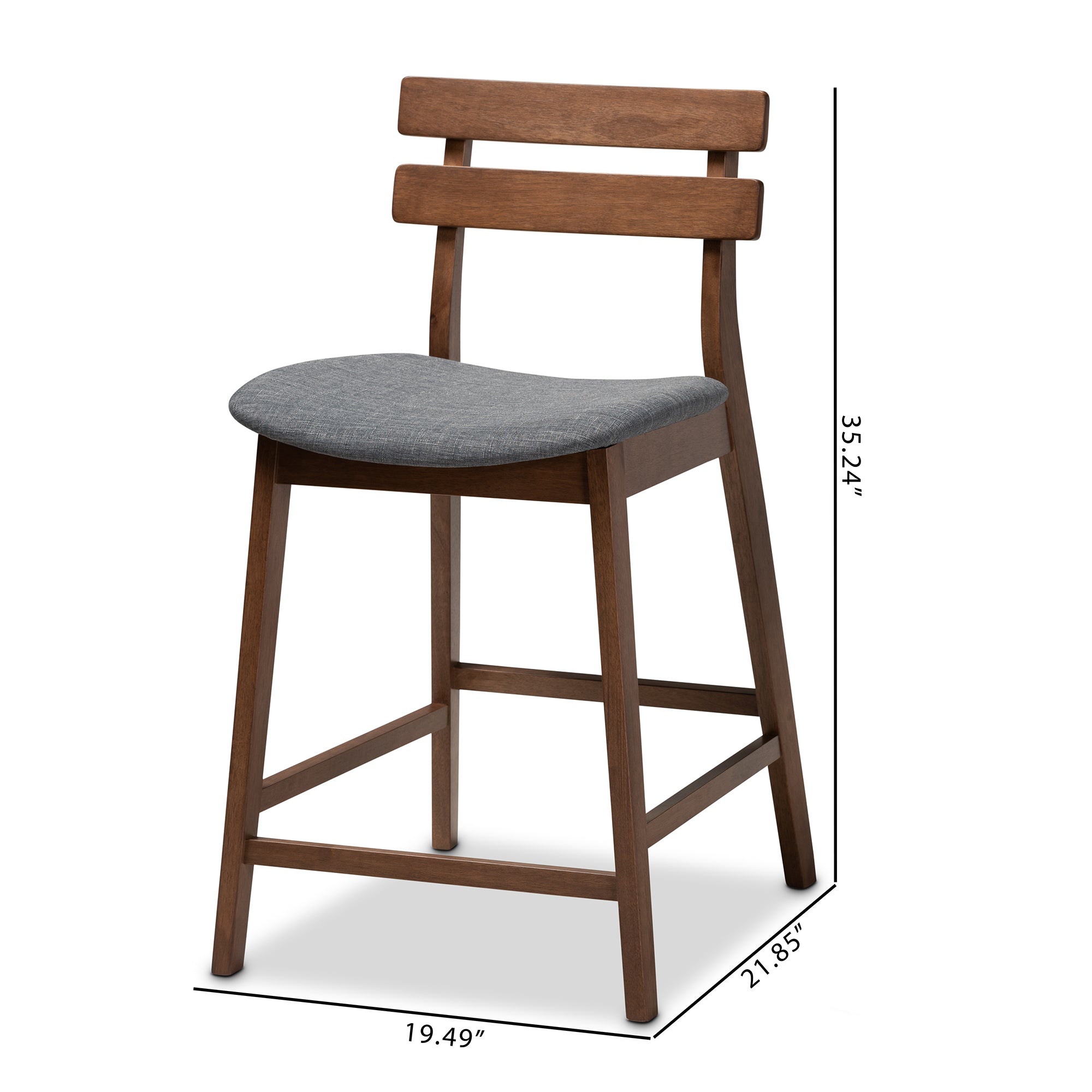 Larine Modern and Contemporary Fabric Upholstered Finished 2-Piece Wood Counter Stool Set