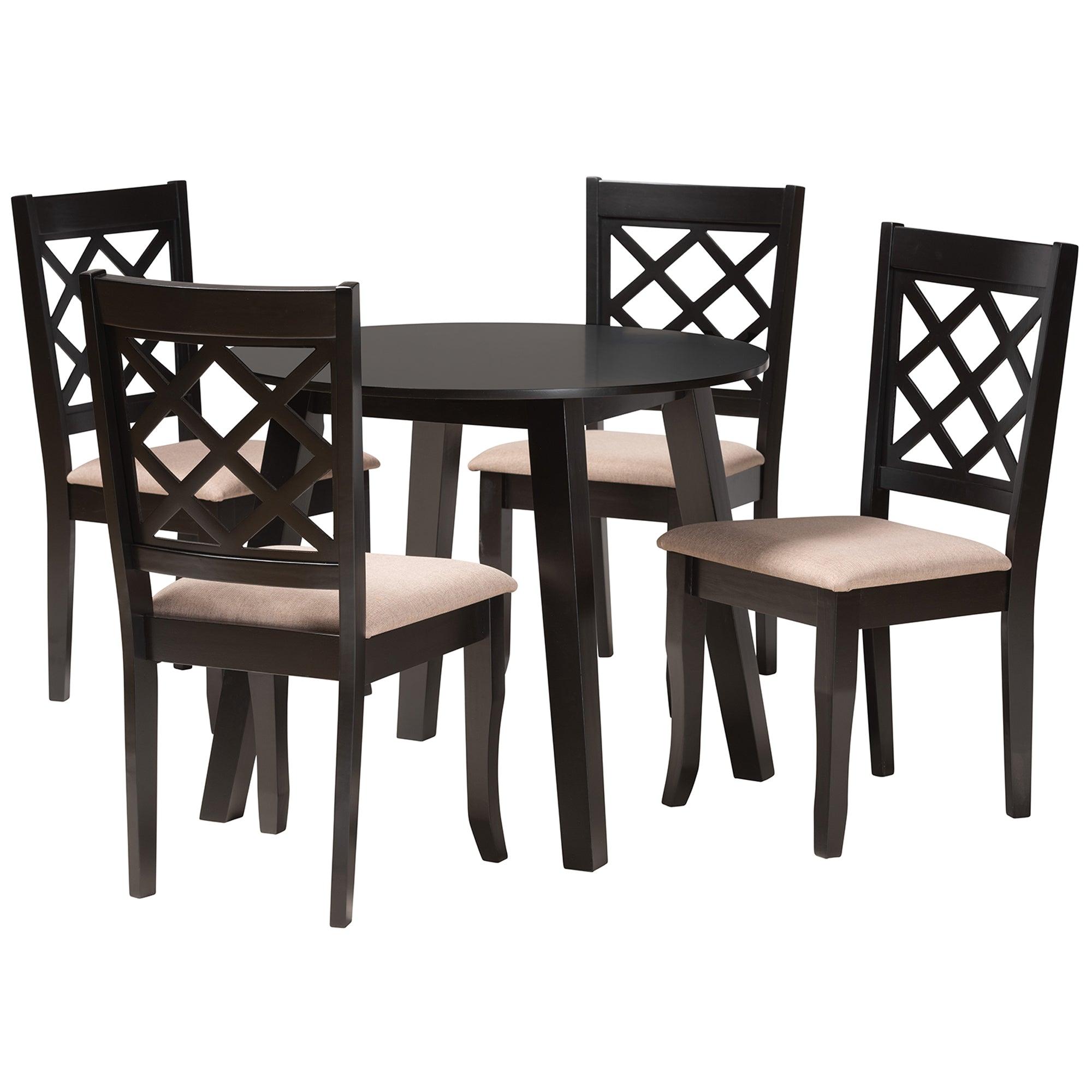 Lexi Modern Fabric and Finished Wood 5-Piece Dining Set