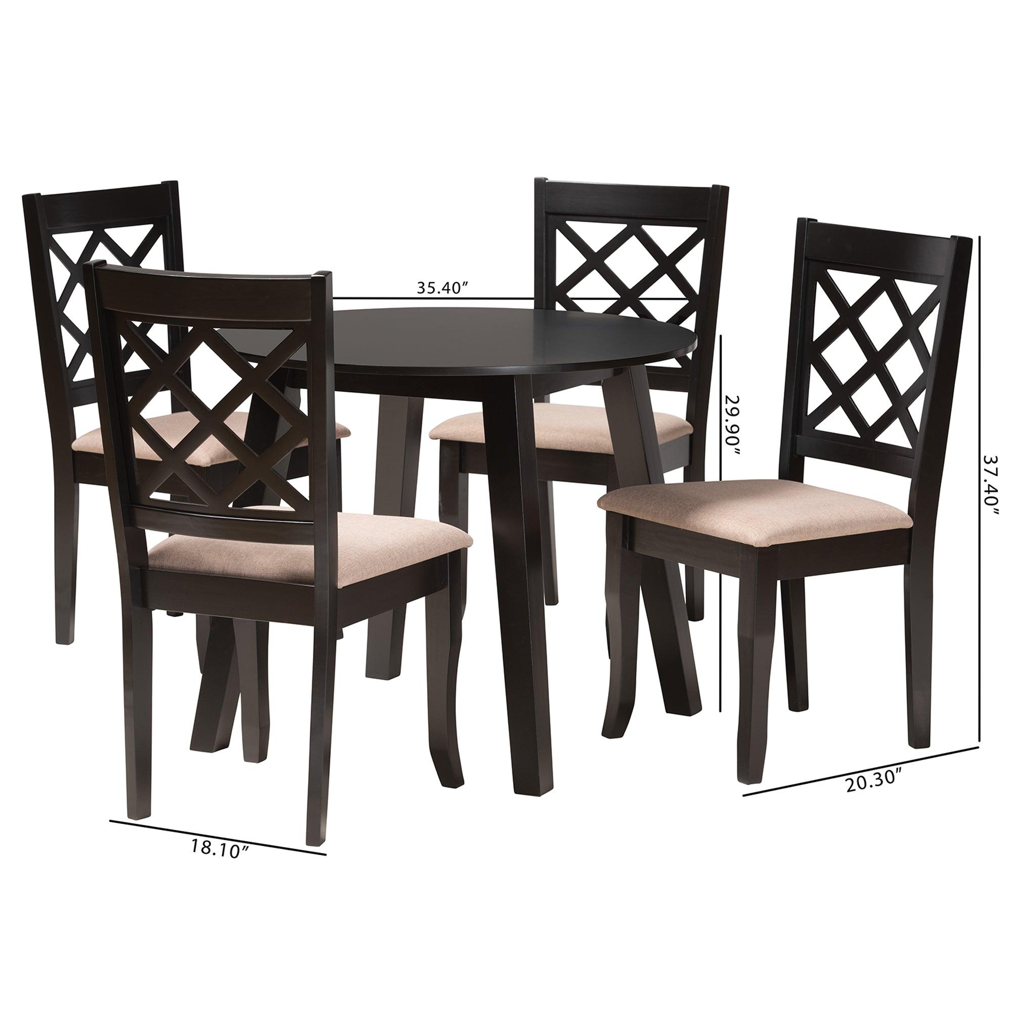 Lexi Modern Fabric and Finished Wood 5-Piece Dining Set