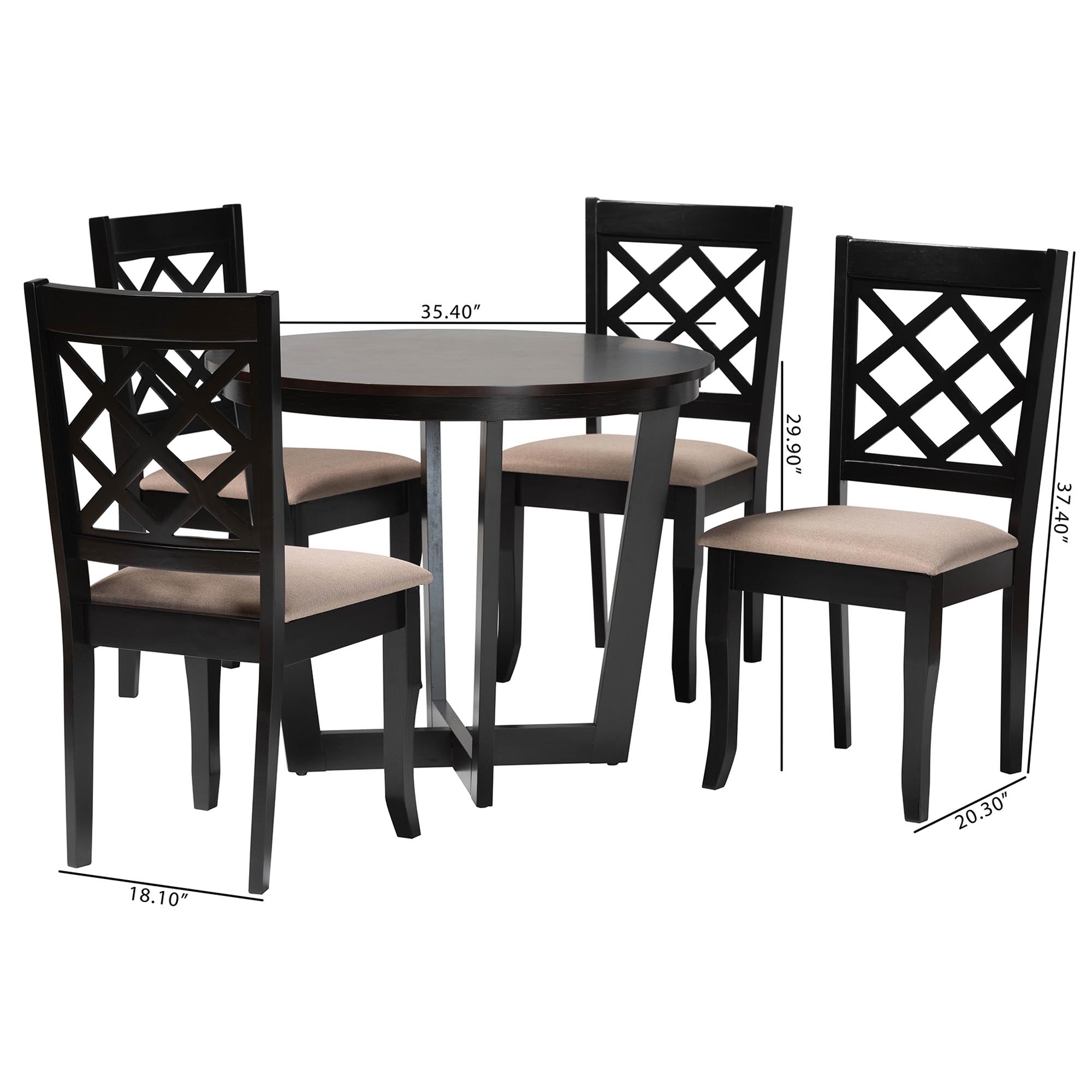 Selby Modern Sand Fabric and Wood 5-Piece Dining Set