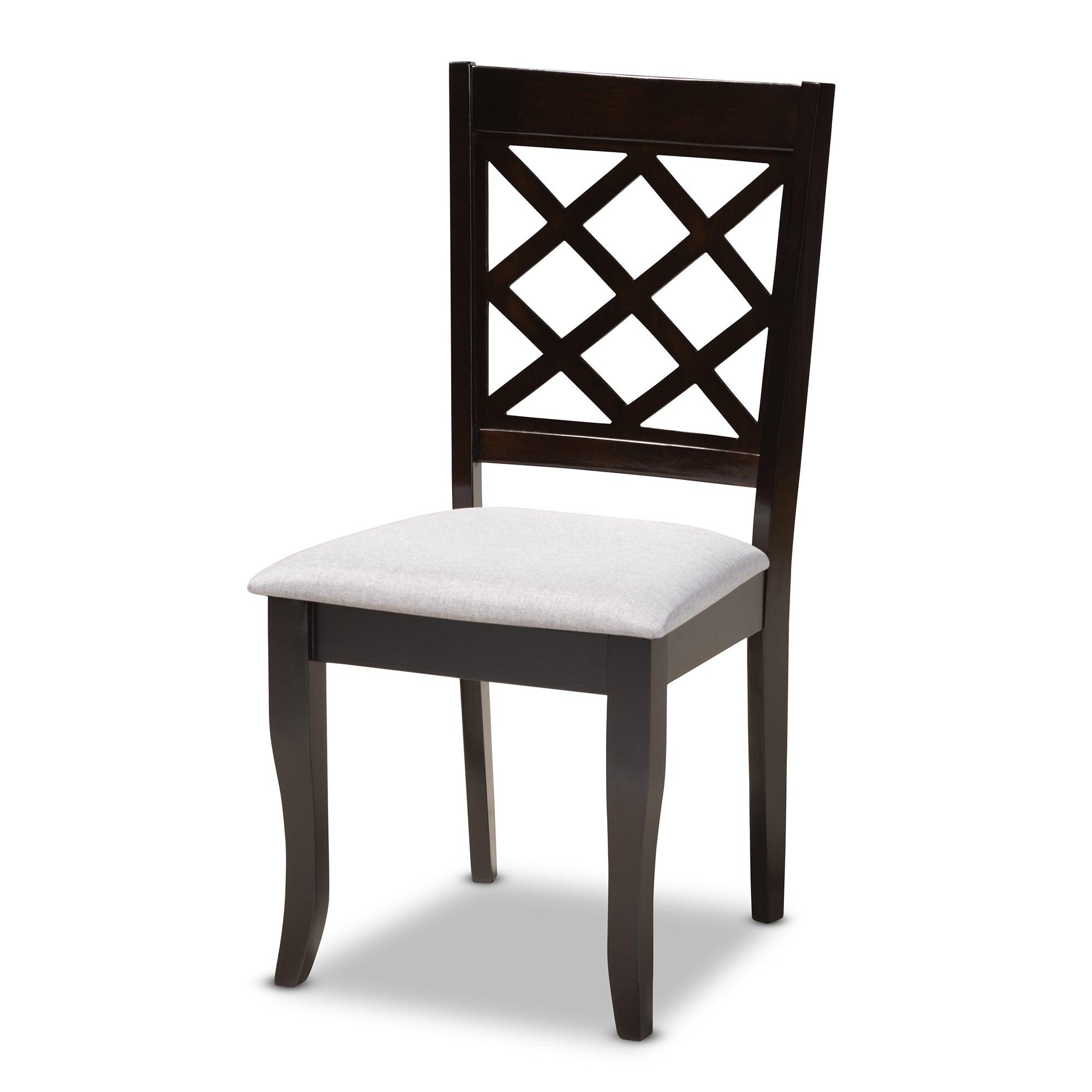 Verner Modern and Contemporary Fabric Upholstered Espresso Finished 5-Piece Wood Dining Set