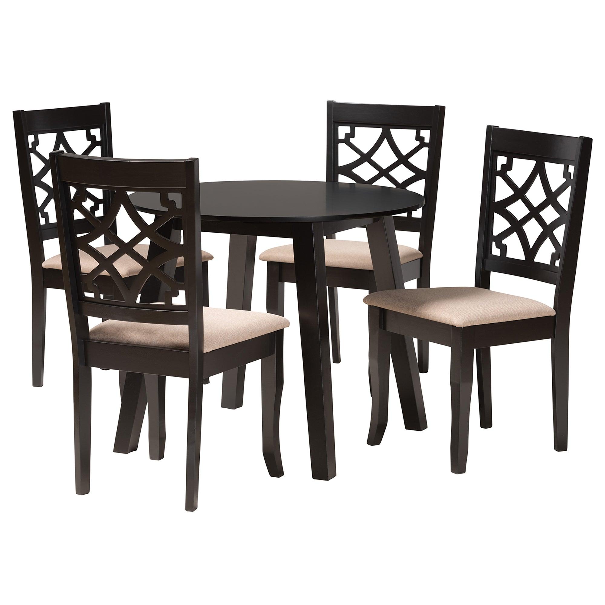 Thea Modern Fabric and Finished Wood 5-Piece Dining Set