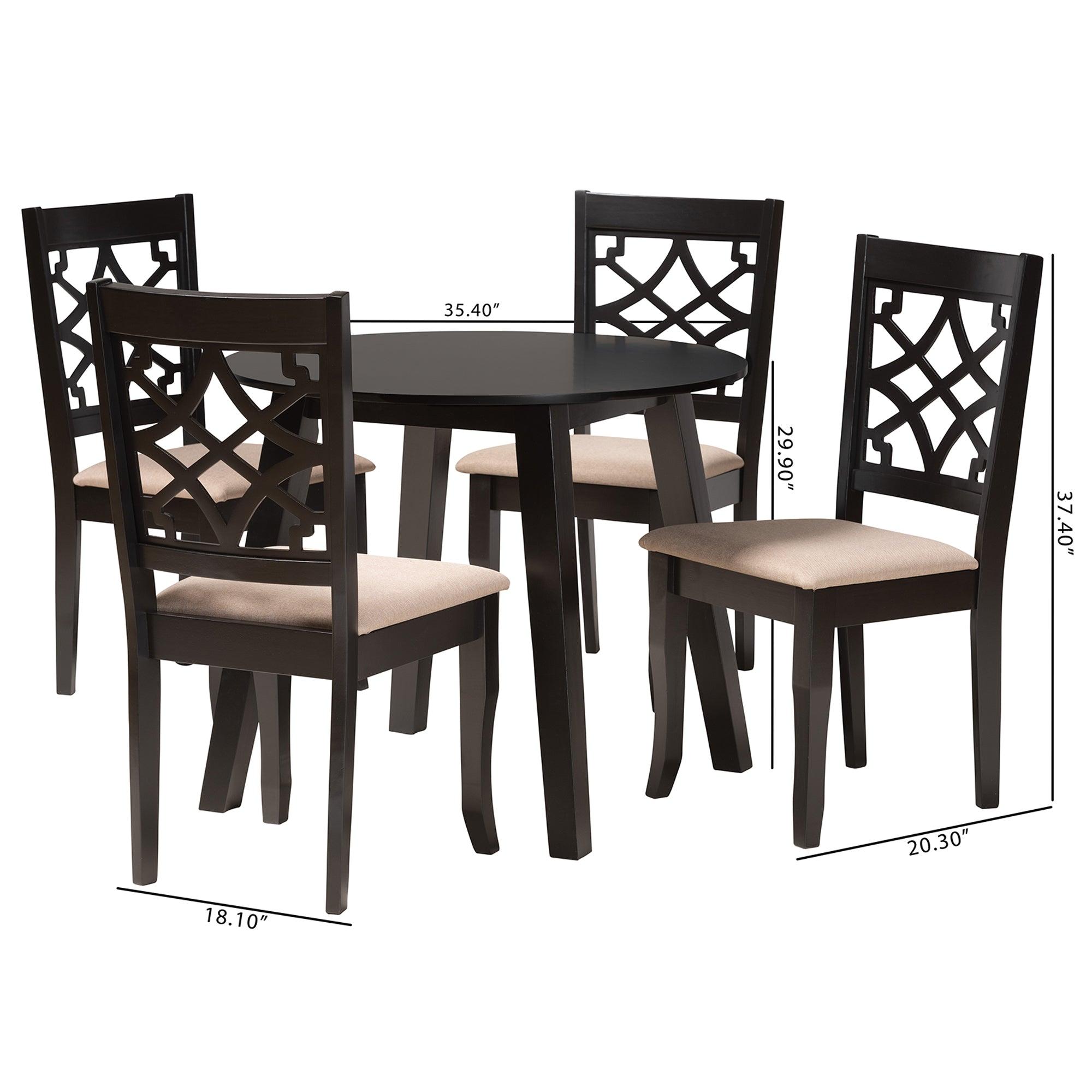 Thea Modern Fabric and Finished Wood 5-Piece Dining Set
