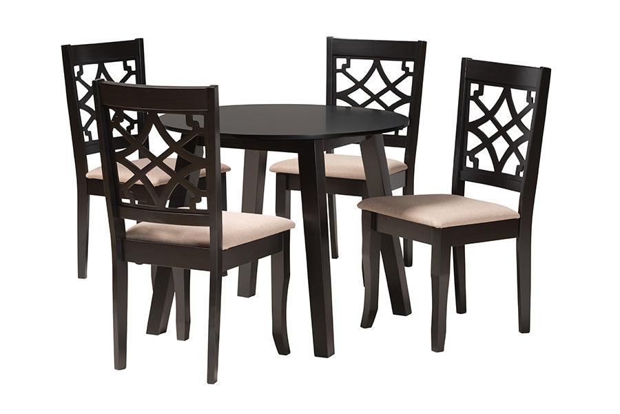 Thea Modern Fabric and Finished Wood 5-Piece Dining Set