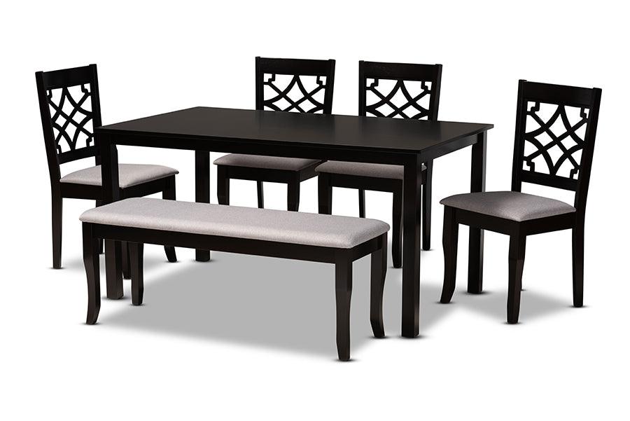 Dori Modern and Contemporary Fabric Upholstered and Finished Wood 6-Piece Dining Set