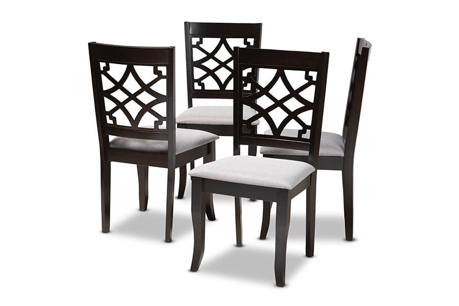 Mael Modern and Contemporary Fabric Upholstered Espresso Finished Wood Dining Chair Set of 4