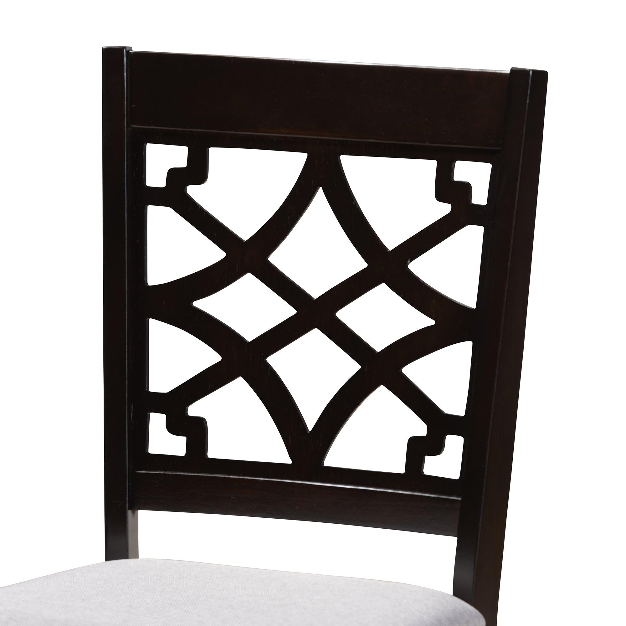 Mael Modern and Contemporary Fabric Upholstered Espresso Finished Wood Dining Chair Set of 4