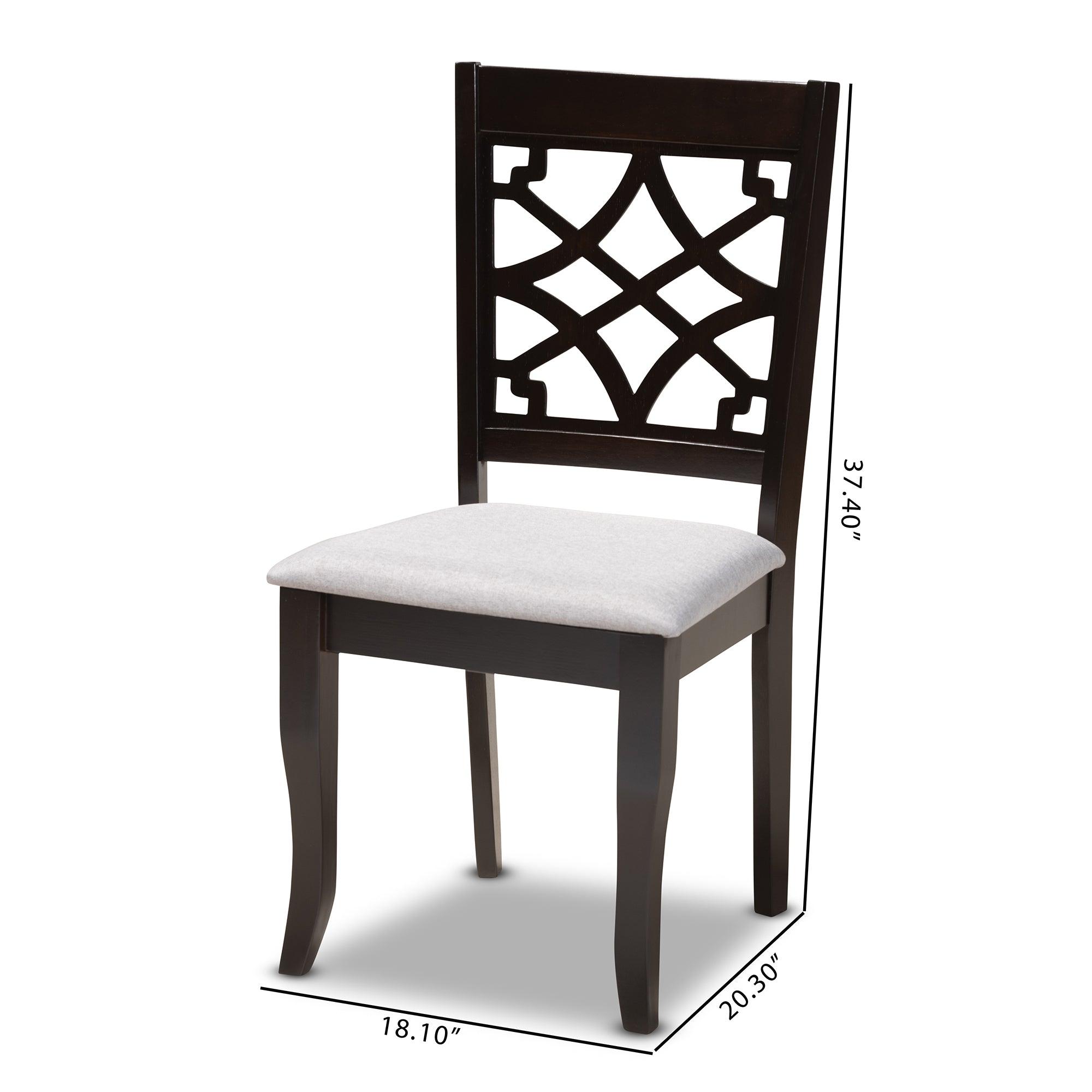 Mael Modern and Contemporary Fabric Upholstered Espresso Finished Wood Dining Chair Set of 4