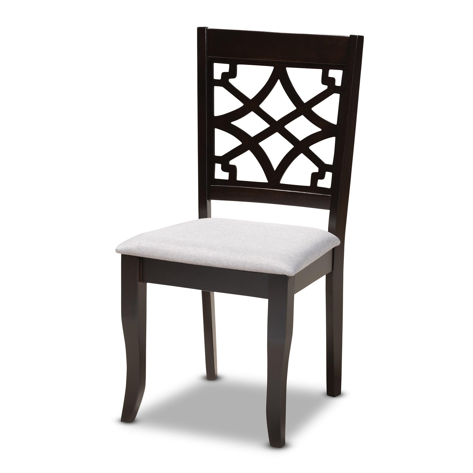 Mael Modern and Contemporary Fabric Upholstered Espresso Finished 5-Piece Wood Dining Set
