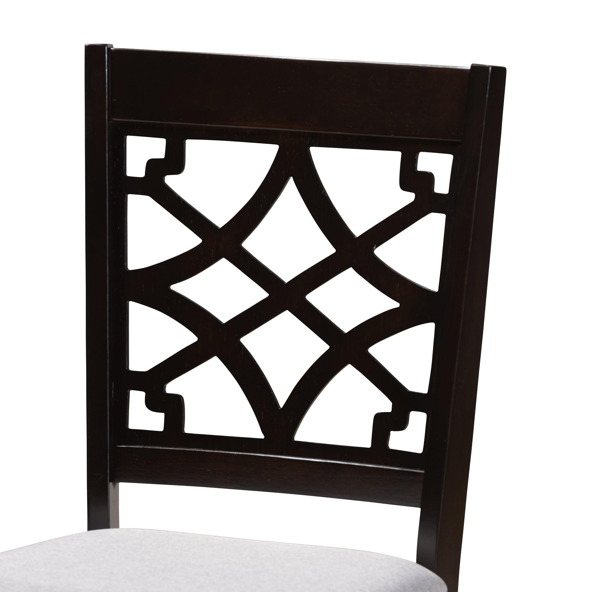 Mael Modern and Contemporary Fabric Upholstered Espresso Finished 5-Piece Wood Dining Set