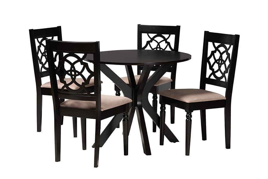 Sadie Modern Fabric and Espresso Finished Wood 5-Piece Dining Set